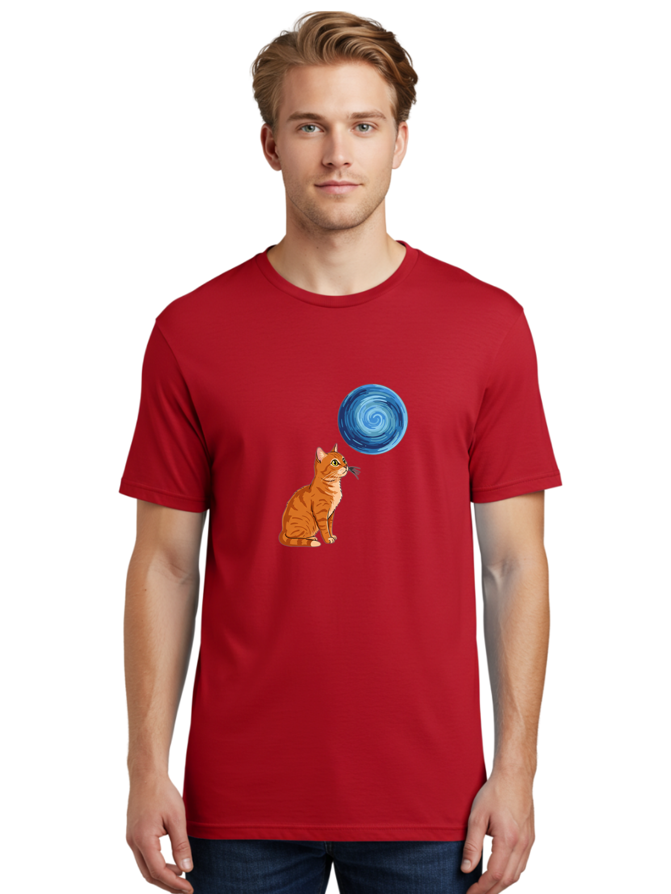Cat-And-Swirl Men'S Graphic Tee, 100% Cotton, Comfortable Casual Summer Wear, Machine Washable, Vintage Camera, Old Camera, Antique Camera, Black Camera, Classic Photography, Photography Equipment, Nostalgic Device, Film Camera, Camera Art Bai627