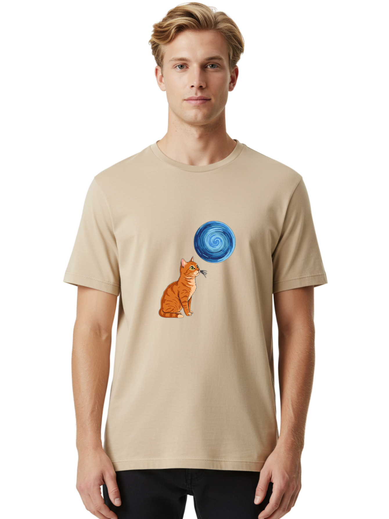 Cat-And-Swirl Men'S Graphic Tee, 100% Cotton, Comfortable Casual Summer Wear, Machine Washable, Vintage Camera, Old Camera, Antique Camera, Black Camera, Classic Photography, Photography Equipment, Nostalgic Device, Film Camera, Camera Art Bai627