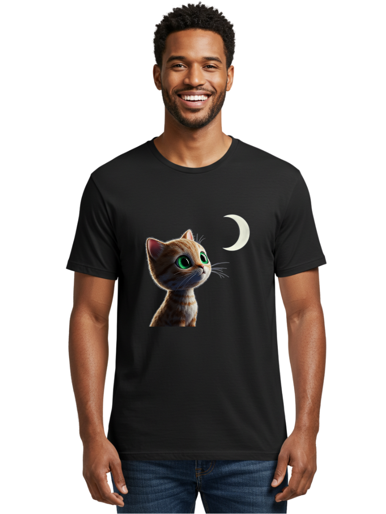 Cat-Gazing-At-Crescent-Moon Men'S Graphic Tee, 100% Cotton, Comfortable Casual Summer Wear, Machine Washable, Vintage Camera, Old Camera, Antique Camera, Black Camera, Classic Photography, Photography Equipment, Nostalgic Device, Film Camera, Bai628