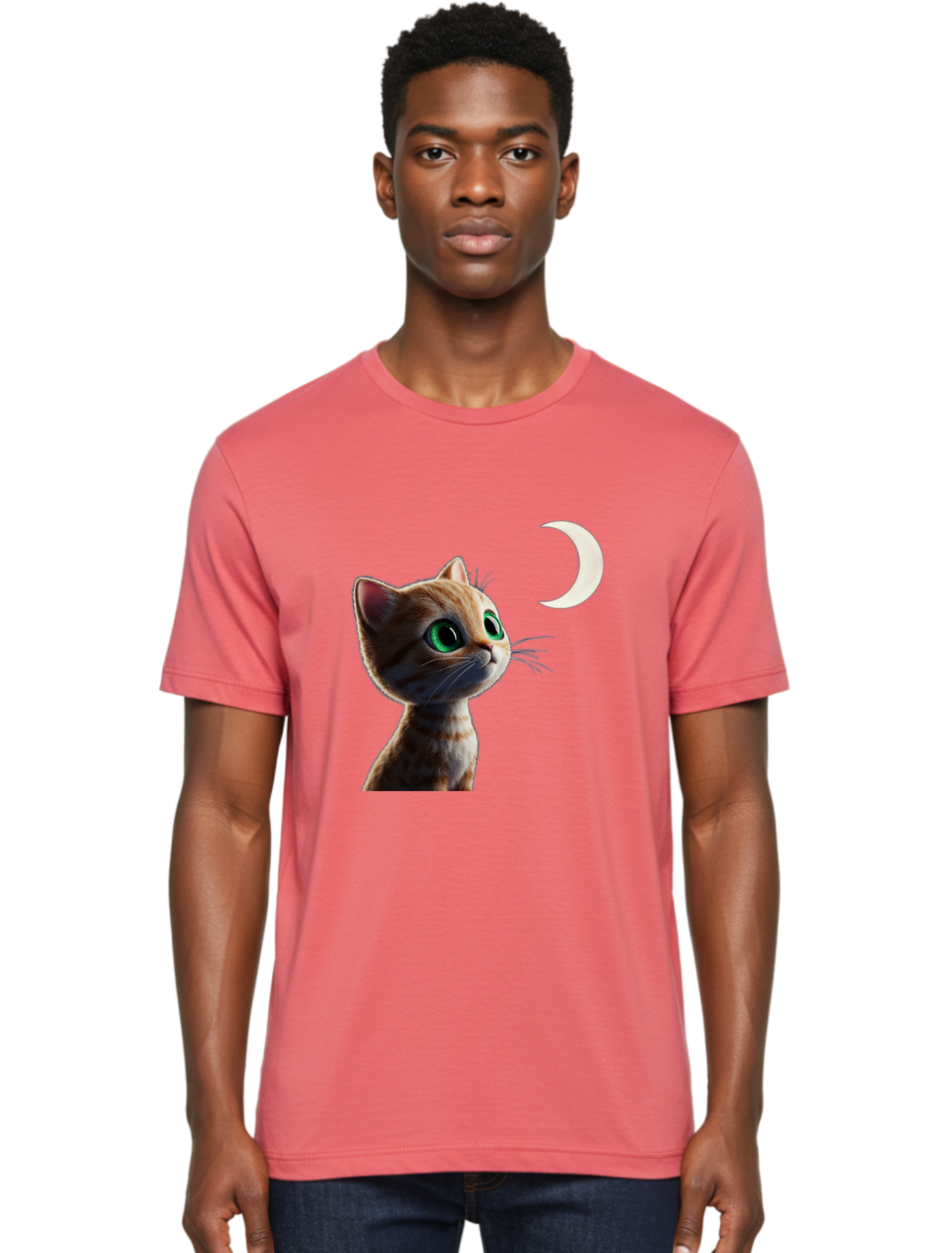 Cat-Gazing-At-Crescent-Moon Men'S Graphic Tee, 100% Cotton, Comfortable Casual Summer Wear, Machine Washable, Vintage Camera, Old Camera, Antique Camera, Black Camera, Classic Photography, Photography Equipment, Nostalgic Device, Film Camera, Bai628