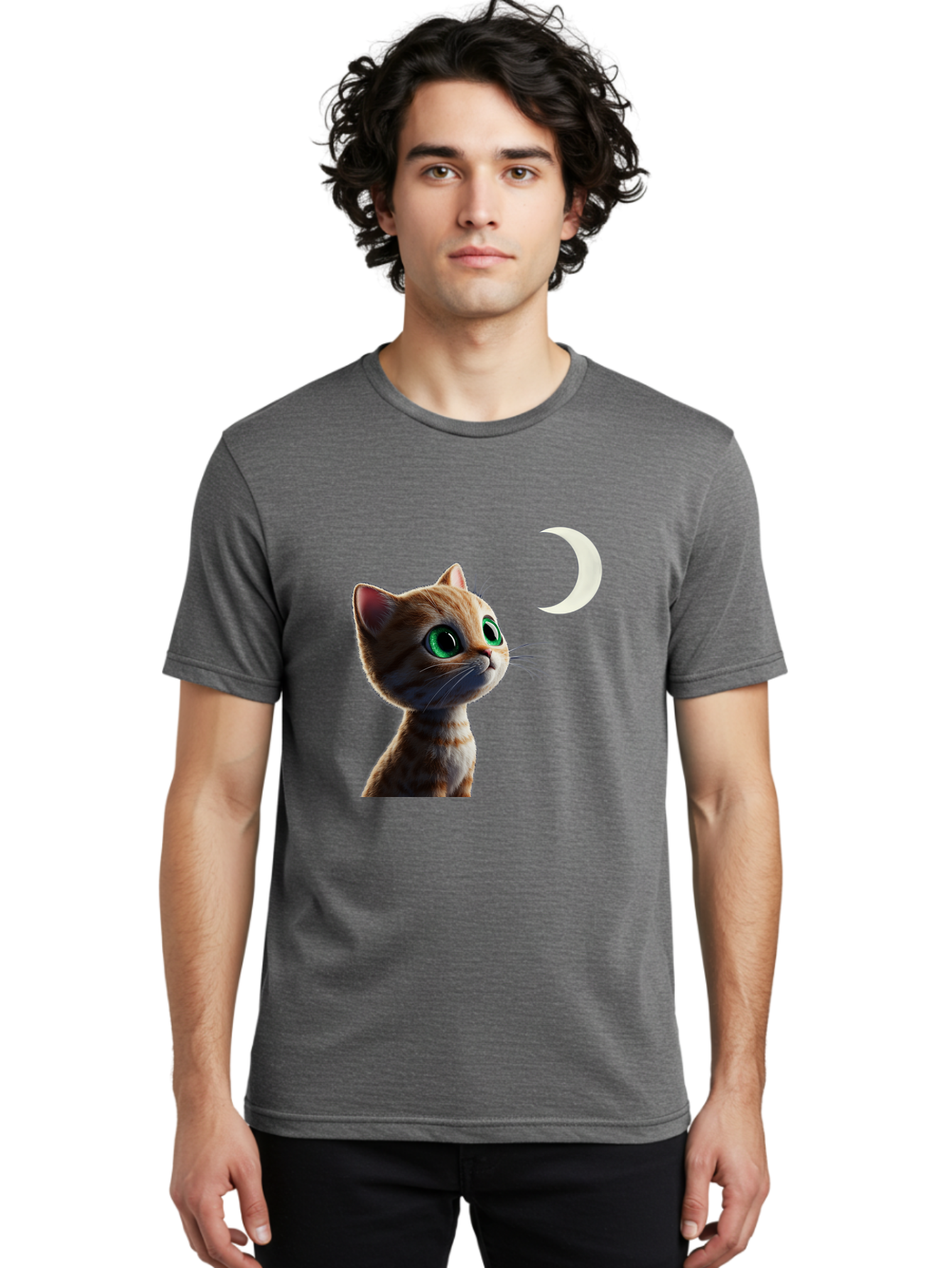 Cat-Gazing-At-Crescent-Moon Men'S Graphic Tee, 100% Cotton, Comfortable Casual Summer Wear, Machine Washable, Vintage Camera, Old Camera, Antique Camera, Black Camera, Classic Photography, Photography Equipment, Nostalgic Device, Film Camera, Bai628