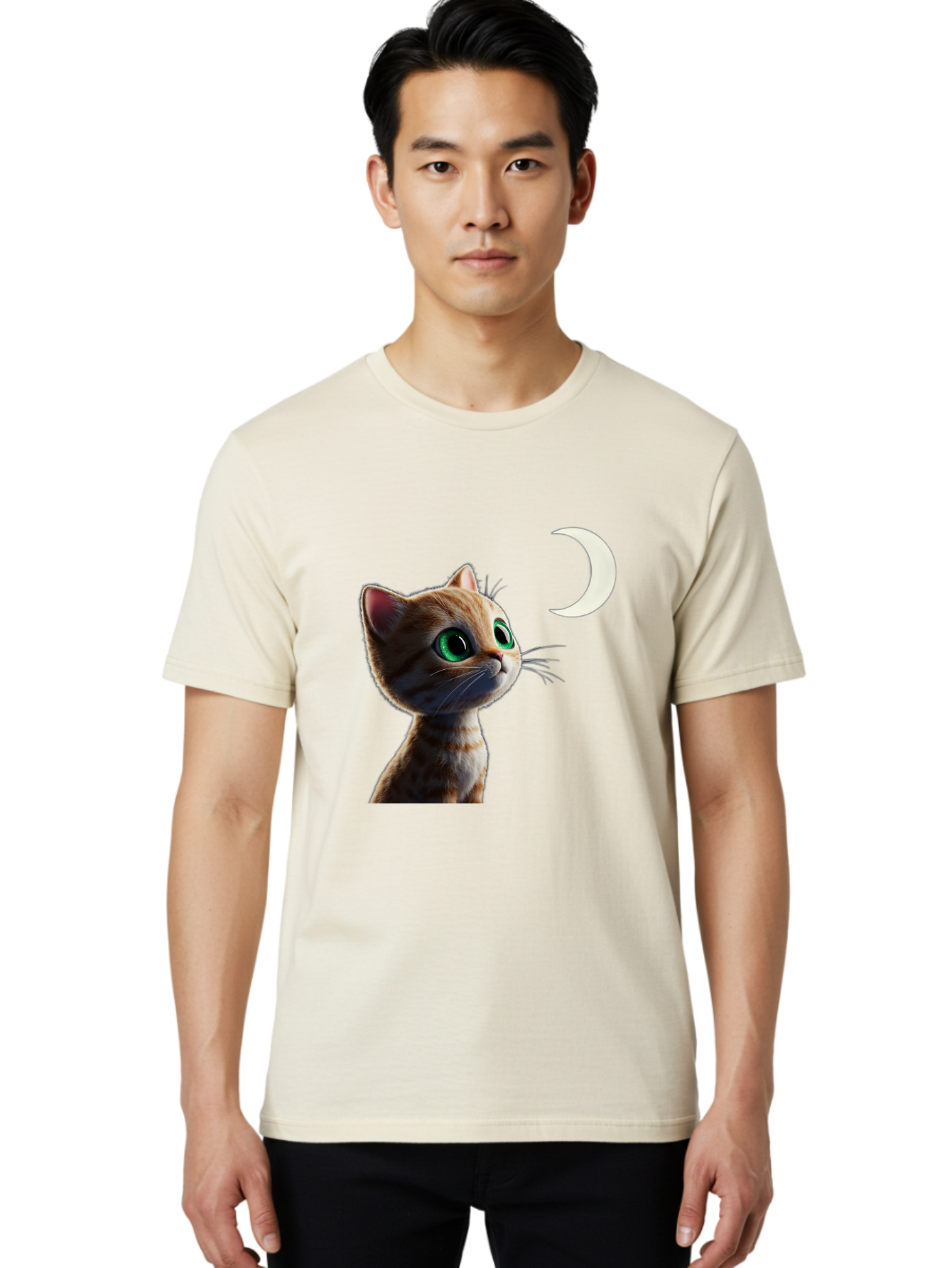 Cat-Gazing-At-Crescent-Moon Men'S Graphic Tee, 100% Cotton, Comfortable Casual Summer Wear, Machine Washable, Vintage Camera, Old Camera, Antique Camera, Black Camera, Classic Photography, Photography Equipment, Nostalgic Device, Film Camera, Bai628