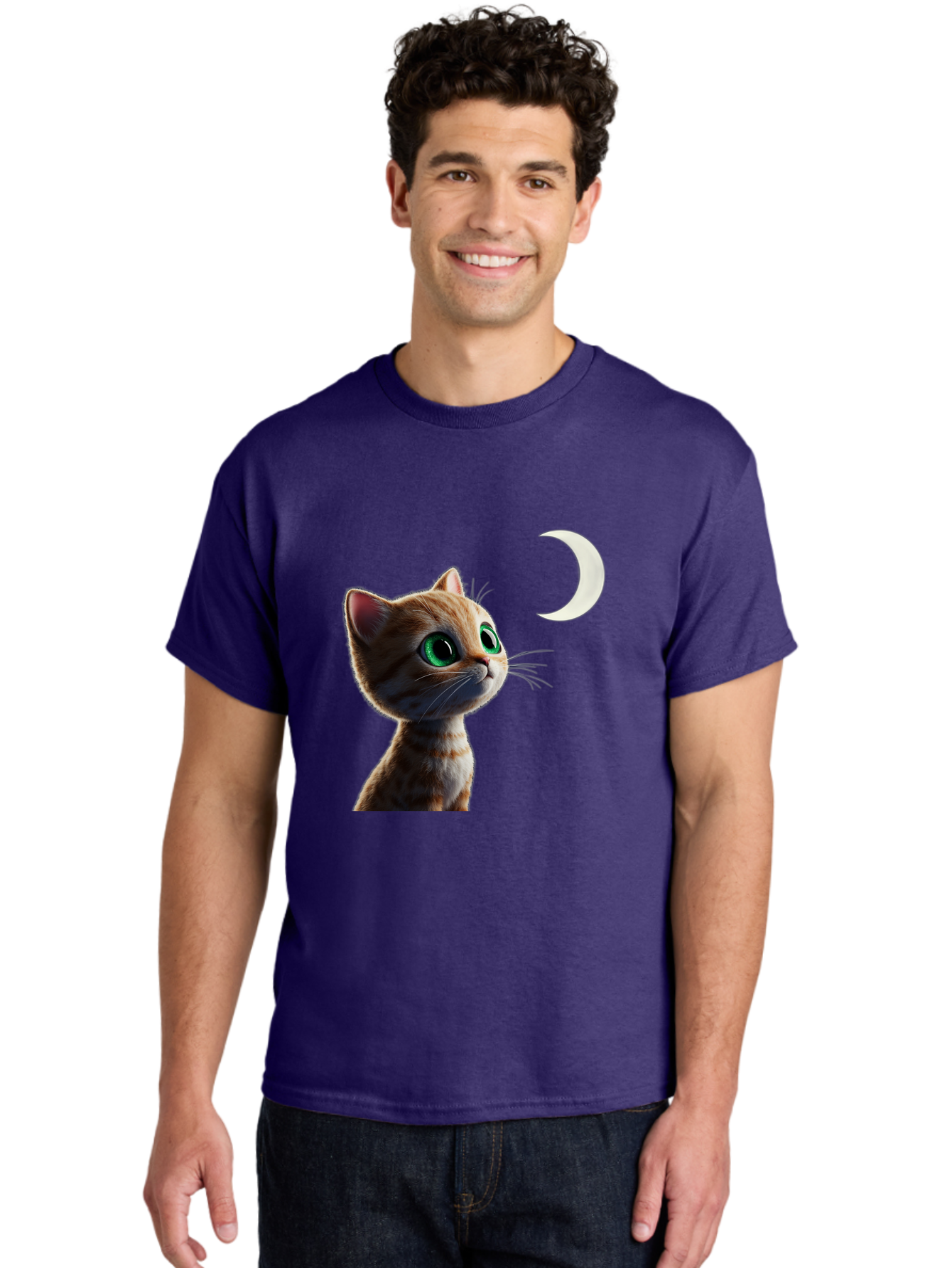 Cat-Gazing-At-Crescent-Moon Men'S Graphic Tee, 100% Cotton, Comfortable Casual Summer Wear, Machine Washable, Vintage Camera, Old Camera, Antique Camera, Black Camera, Classic Photography, Photography Equipment, Nostalgic Device, Film Camera, Bai628