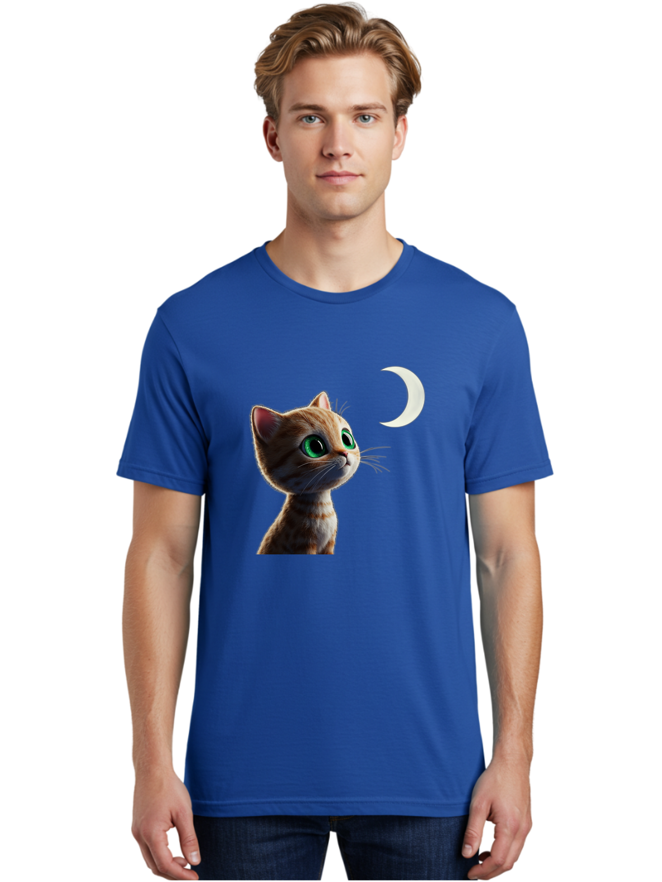 Cat-Gazing-At-Crescent-Moon Men'S Graphic Tee, 100% Cotton, Comfortable Casual Summer Wear, Machine Washable, Vintage Camera, Old Camera, Antique Camera, Black Camera, Classic Photography, Photography Equipment, Nostalgic Device, Film Camera, Bai628