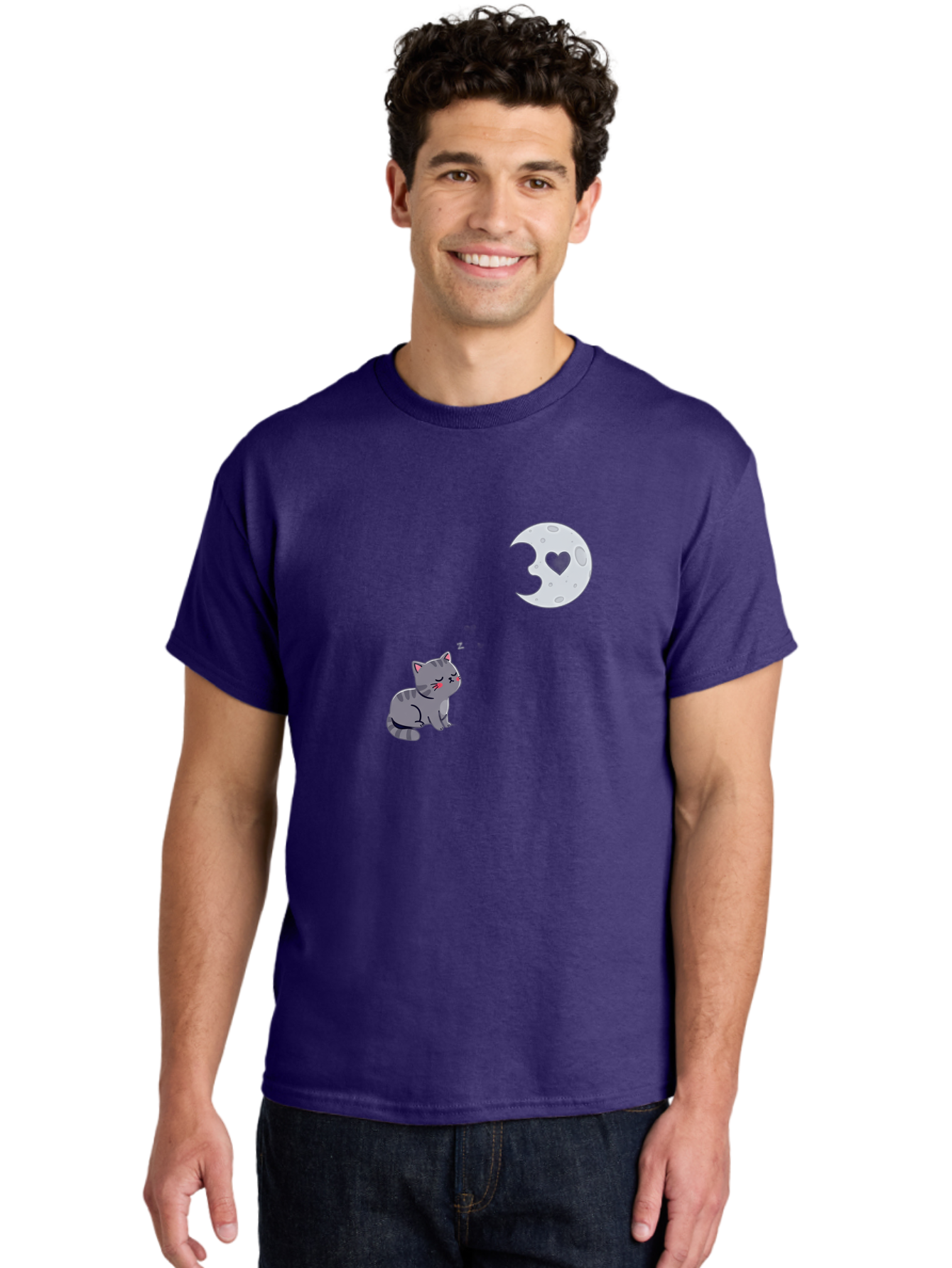 Cat-Gazing-At-Heart-Moon Men'S Graphic Tee, 100% Cotton, Comfortable Casual Summer Wear, Machine Washable, Vintage Camera, Old Camera, Antique Camera, Black Camera, Classic Photography, Photography Equipment, Nostalgic Device, Film Camera, Bai629