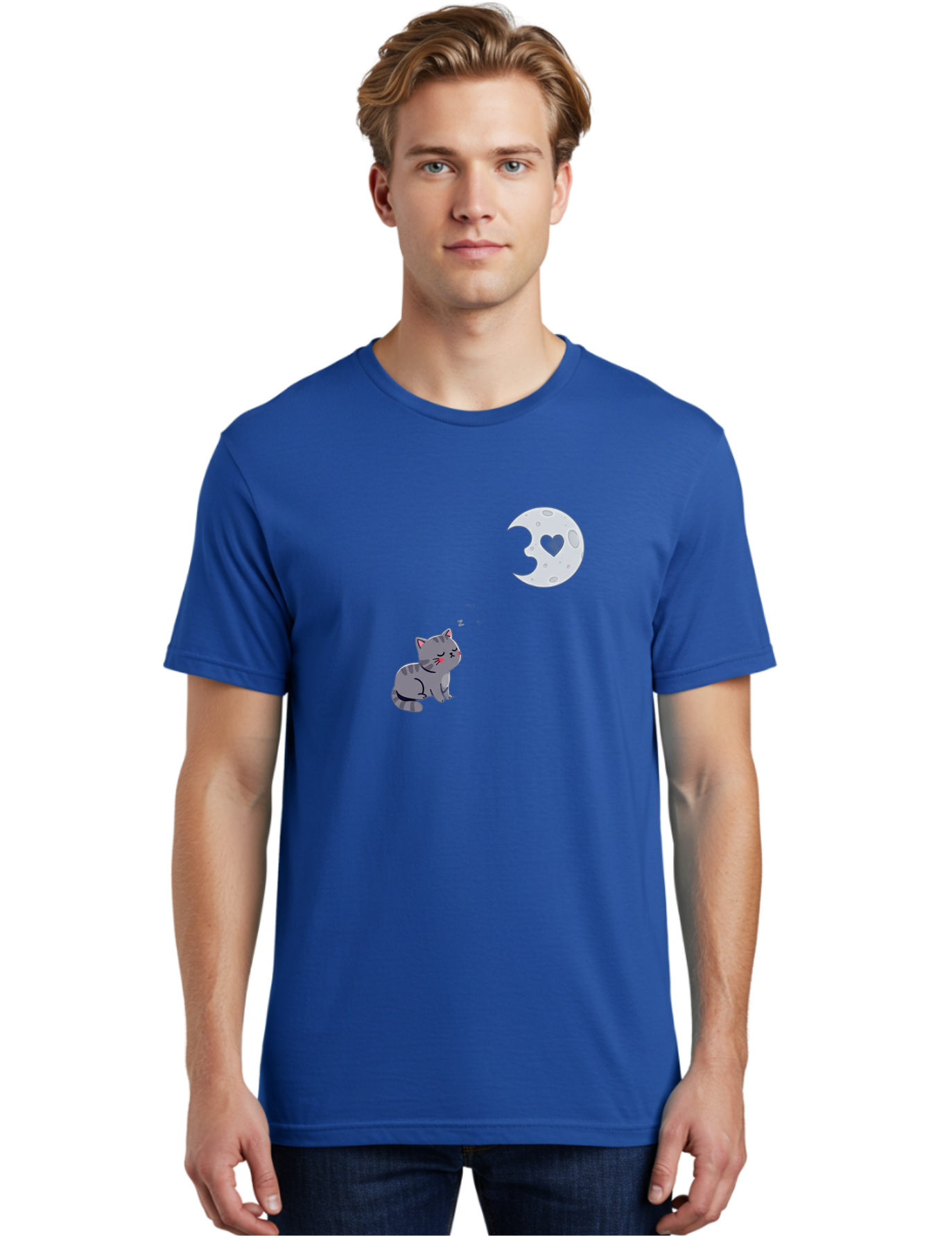 Cat-Gazing-At-Heart-Moon Men'S Graphic Tee, 100% Cotton, Comfortable Casual Summer Wear, Machine Washable, Vintage Camera, Old Camera, Antique Camera, Black Camera, Classic Photography, Photography Equipment, Nostalgic Device, Film Camera, Bai629