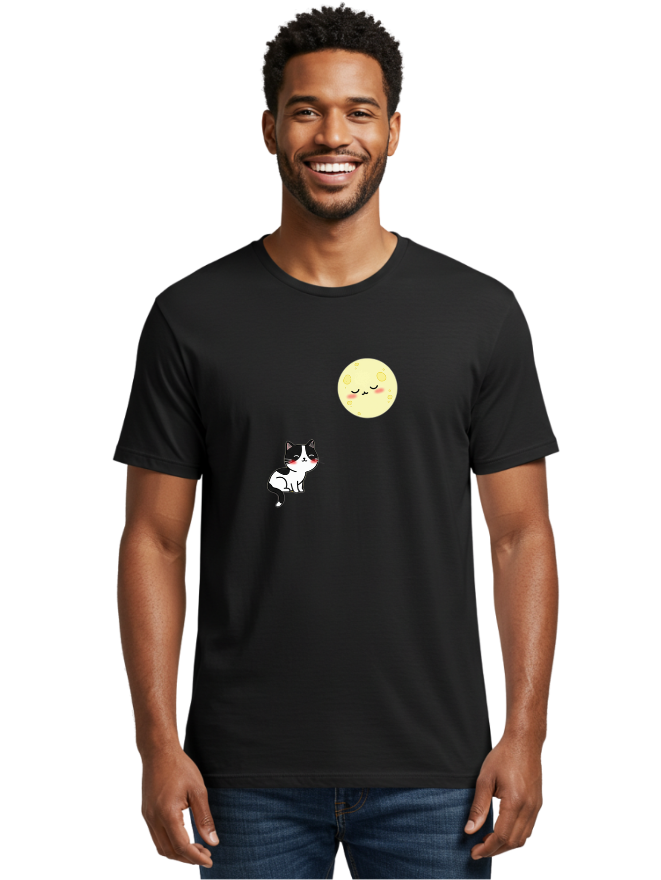 Cat-Gazing-At-Moon Men'S Graphic Tee, 100% Cotton, Comfortable Casual Summer Wear, Machine Washable, Vintage Camera, Old Camera, Antique Camera, Black Camera, Classic Photography, Photography Equipment, Nostalgic Device, Film Camera, Bai630