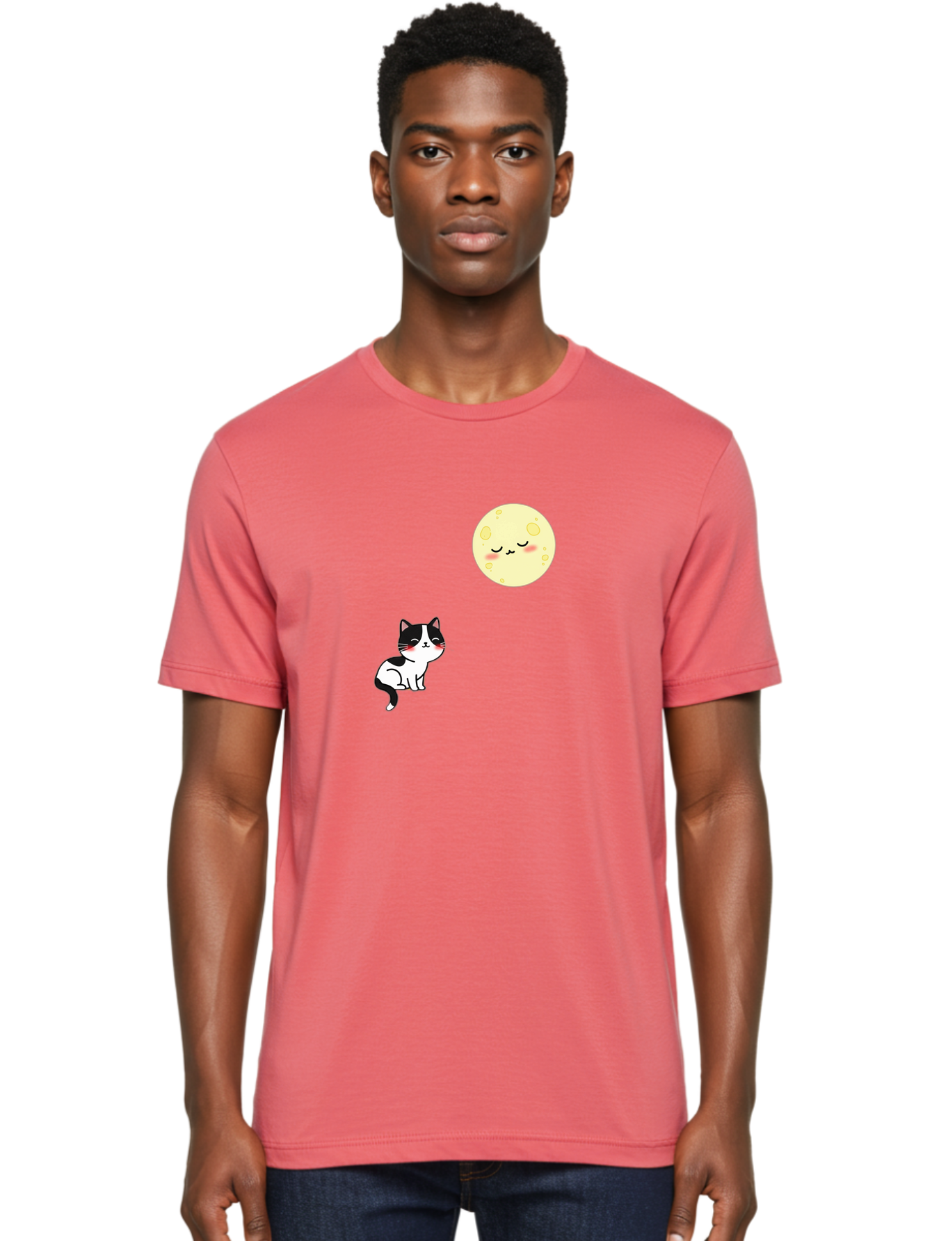 Cat-Gazing-At-Moon Men'S Graphic Tee, 100% Cotton, Comfortable Casual Summer Wear, Machine Washable, Vintage Camera, Old Camera, Antique Camera, Black Camera, Classic Photography, Photography Equipment, Nostalgic Device, Film Camera, Bai630