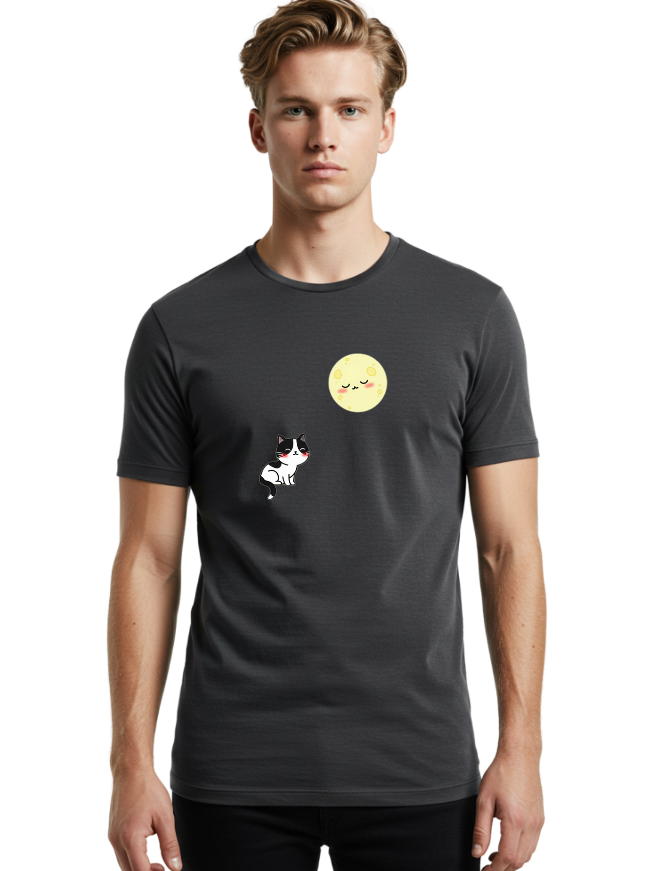 Cat-Gazing-At-Moon Men'S Graphic Tee, 100% Cotton, Comfortable Casual Summer Wear, Machine Washable, Vintage Camera, Old Camera, Antique Camera, Black Camera, Classic Photography, Photography Equipment, Nostalgic Device, Film Camera, Bai630
