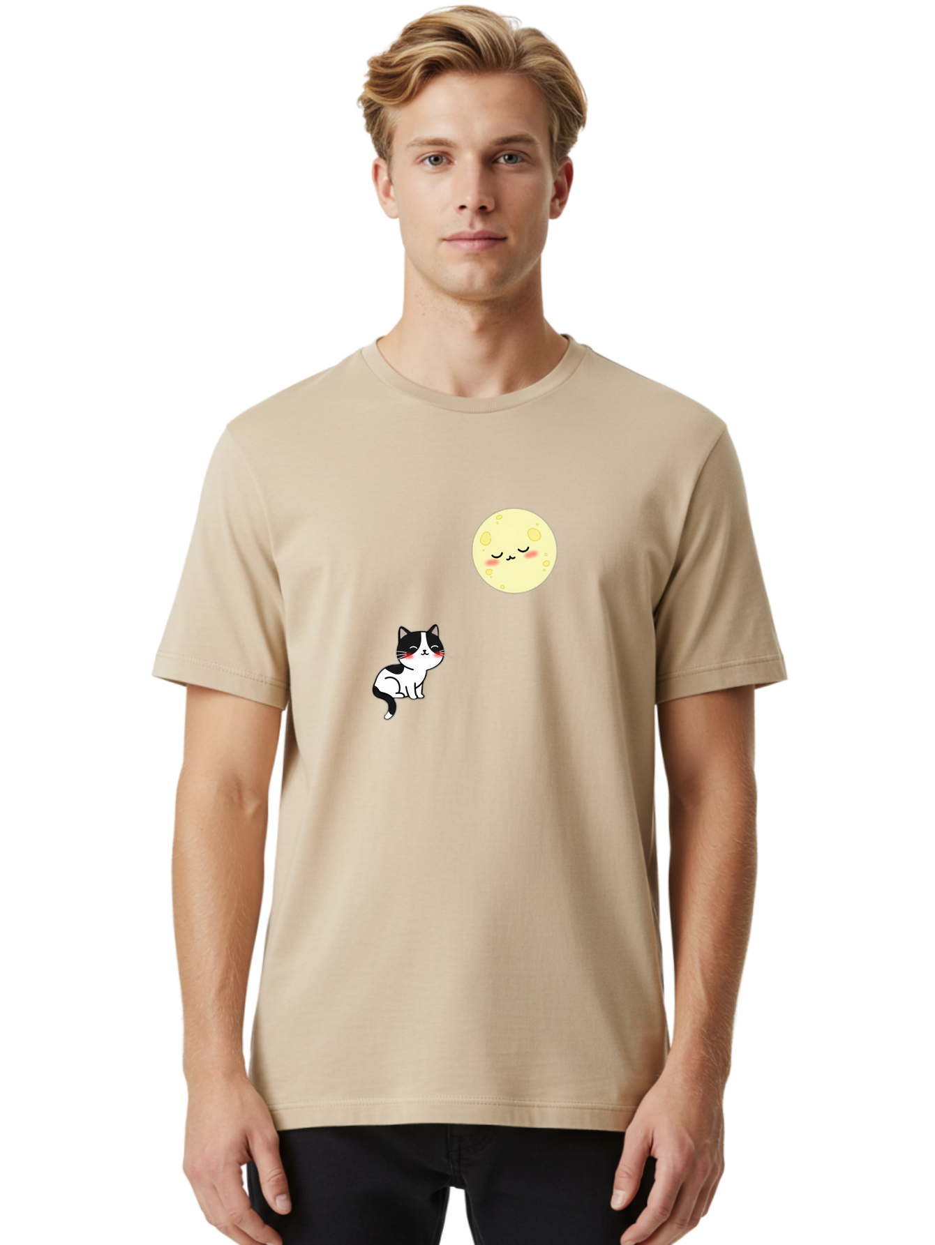 Cat-Gazing-At-Moon Men'S Graphic Tee, 100% Cotton, Comfortable Casual Summer Wear, Machine Washable, Vintage Camera, Old Camera, Antique Camera, Black Camera, Classic Photography, Photography Equipment, Nostalgic Device, Film Camera, Bai630