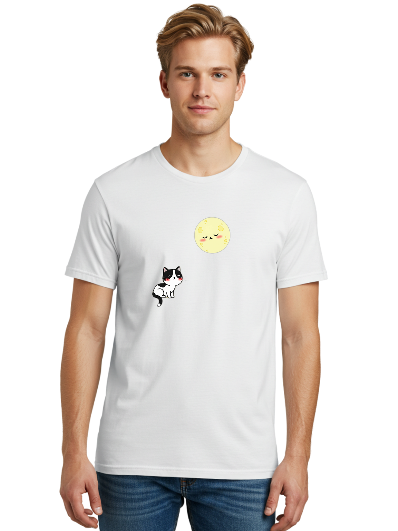 Cat-Gazing-At-Moon Men'S Graphic Tee, 100% Cotton, Comfortable Casual Summer Wear, Machine Washable, Vintage Camera, Old Camera, Antique Camera, Black Camera, Classic Photography, Photography Equipment, Nostalgic Device, Film Camera, Bai630