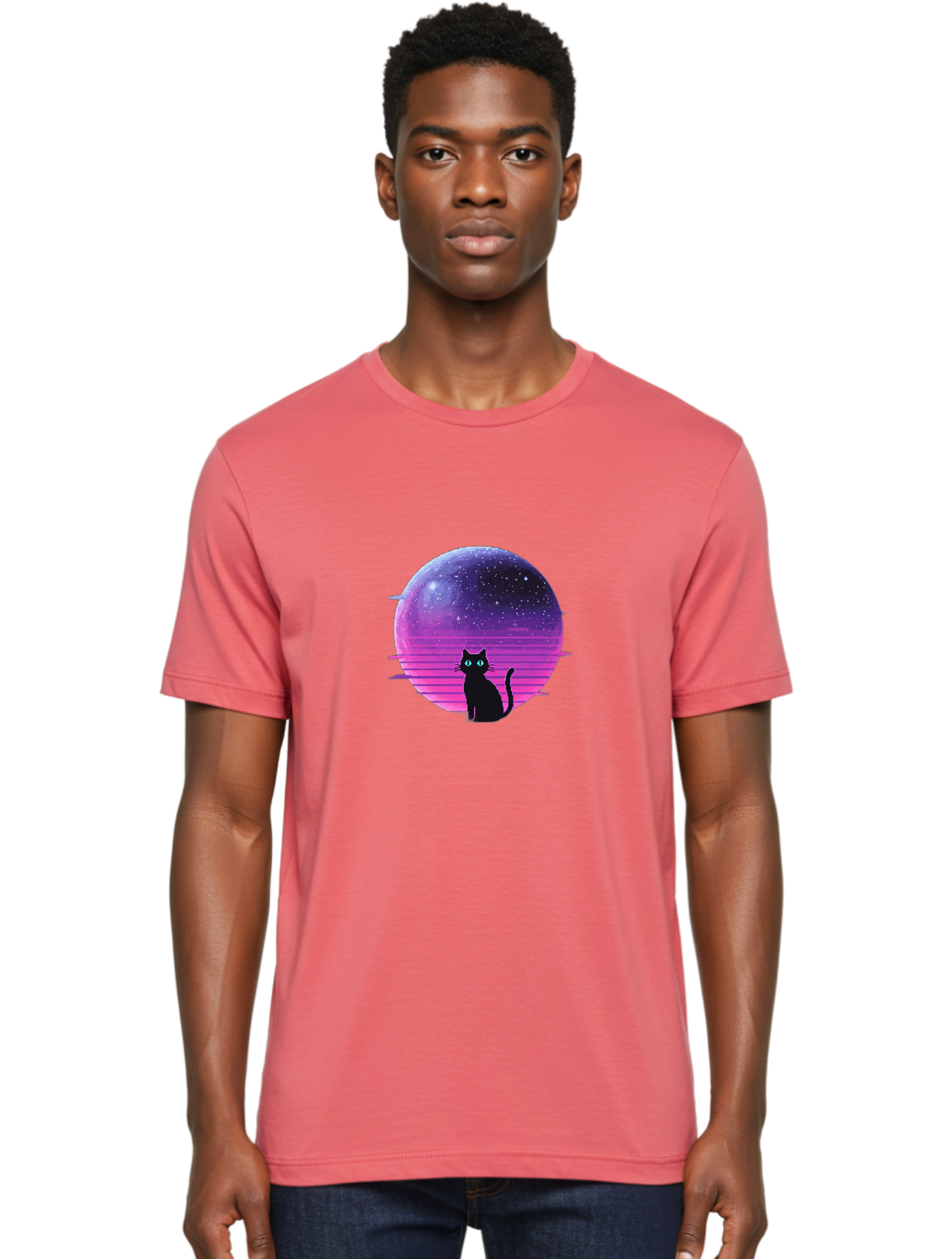 Cat-In-Retro-Sunset Men'S Graphic Tee, 100% Cotton, Comfortable Casual Summer Wear, Machine Washable, Vintage Camera, Old Camera, Antique Camera, Black Camera, Classic Photography, Photography Equipment, Nostalgic Device, Film Camera, Bai631