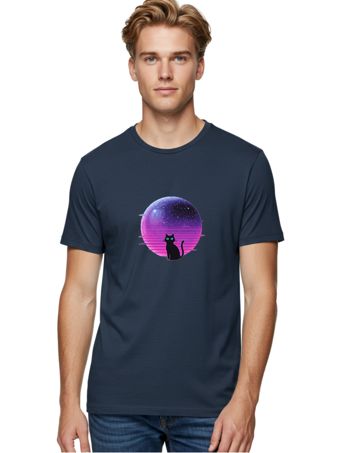 Cat-In-Retro-Sunset Men'S Graphic Tee, 100% Cotton, Comfortable Casual Summer Wear, Machine Washable, Vintage Camera, Old Camera, Antique Camera, Black Camera, Classic Photography, Photography Equipment, Nostalgic Device, Film Camera, Bai631