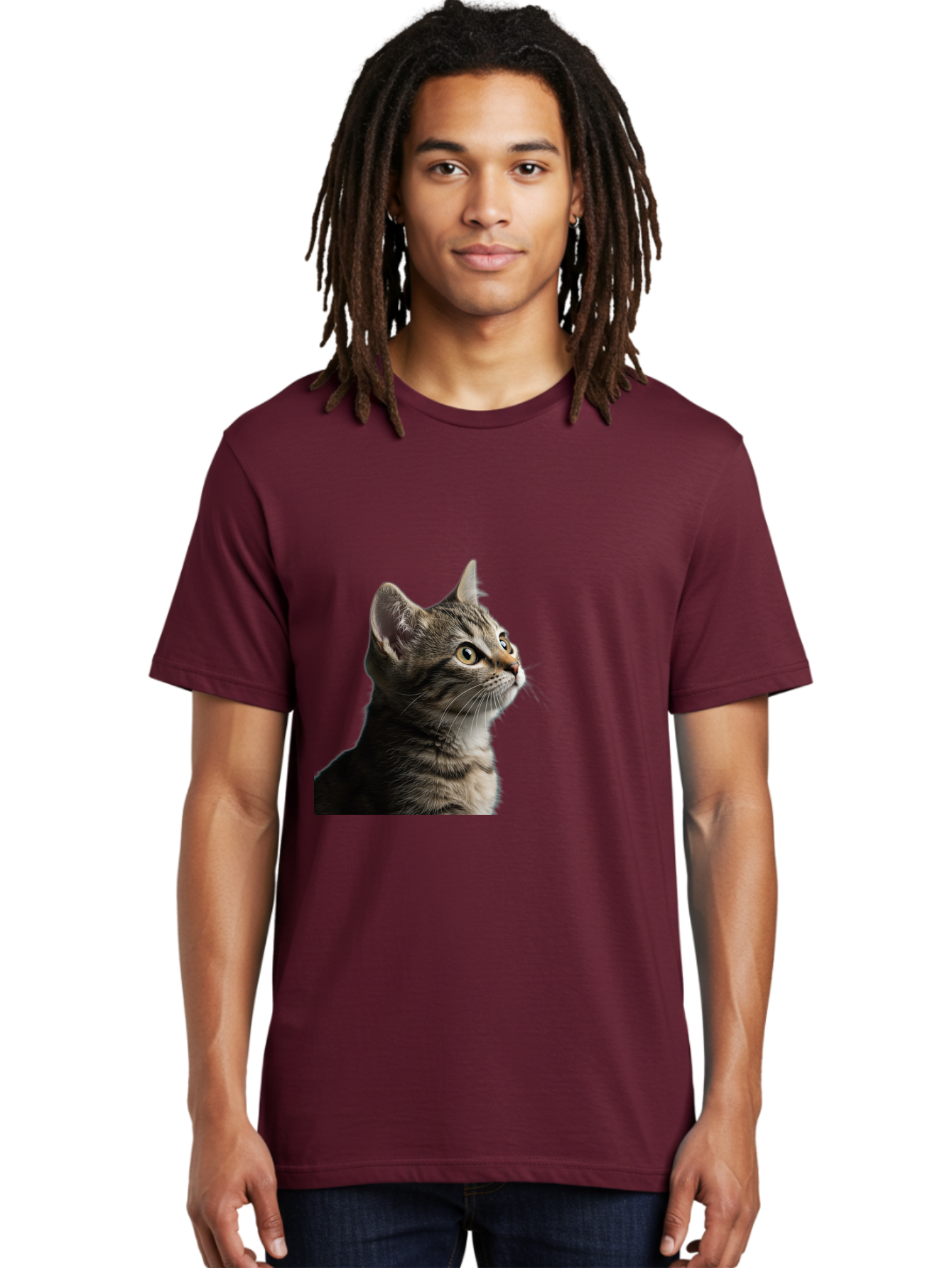 Cat-Looking-Up Men'S Graphic Tee, 100% Cotton, Comfortable Casual Summer Wear, Machine Washable, Vintage Camera, Old Camera, Antique Camera, Black Camera, Classic Photography, Photography Equipment, Nostalgic Device, Film Camera, Camera Art Bai633