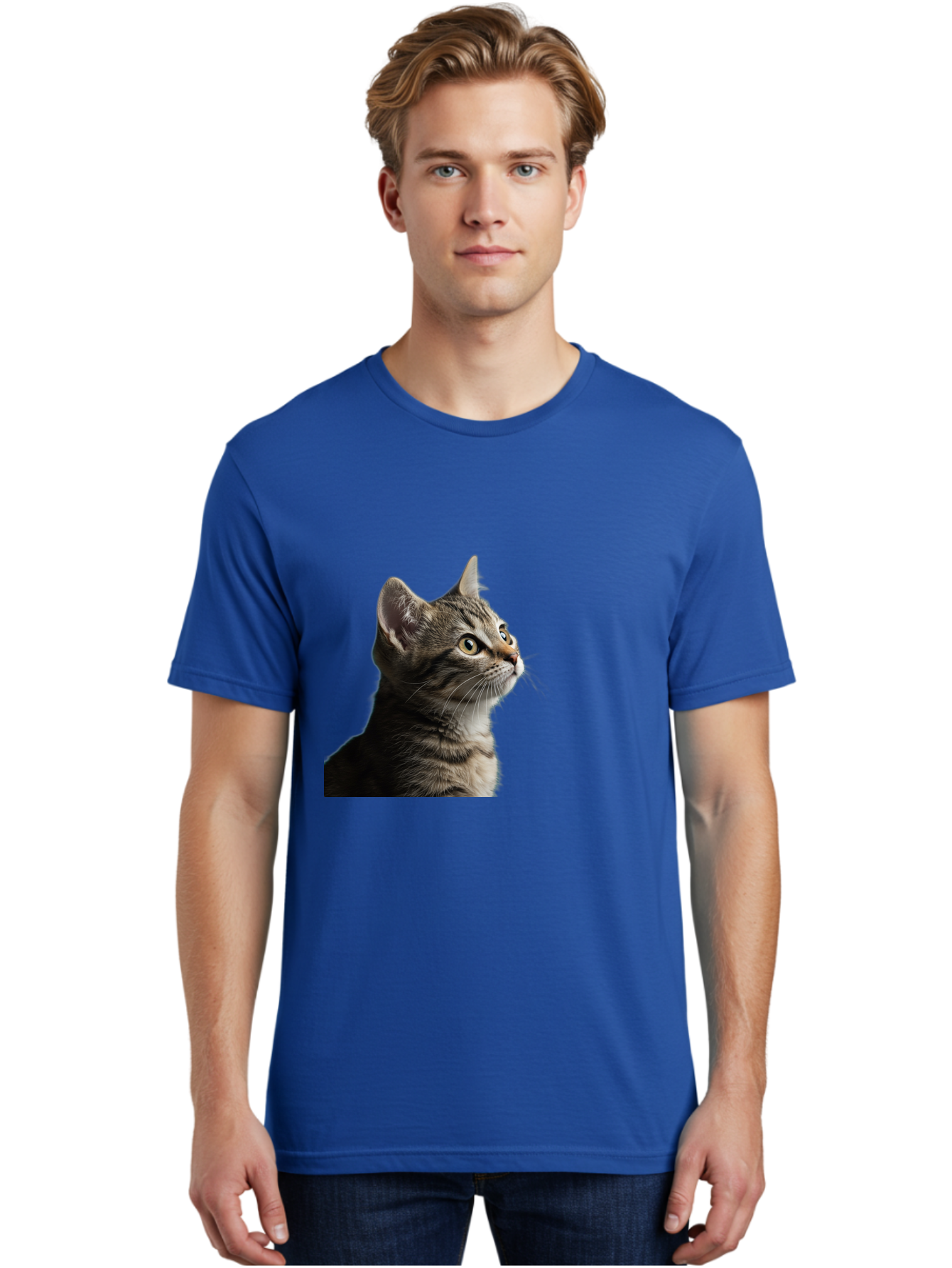 Cat-Looking-Up Men'S Graphic Tee, 100% Cotton, Comfortable Casual Summer Wear, Machine Washable, Vintage Camera, Old Camera, Antique Camera, Black Camera, Classic Photography, Photography Equipment, Nostalgic Device, Film Camera, Camera Art Bai633