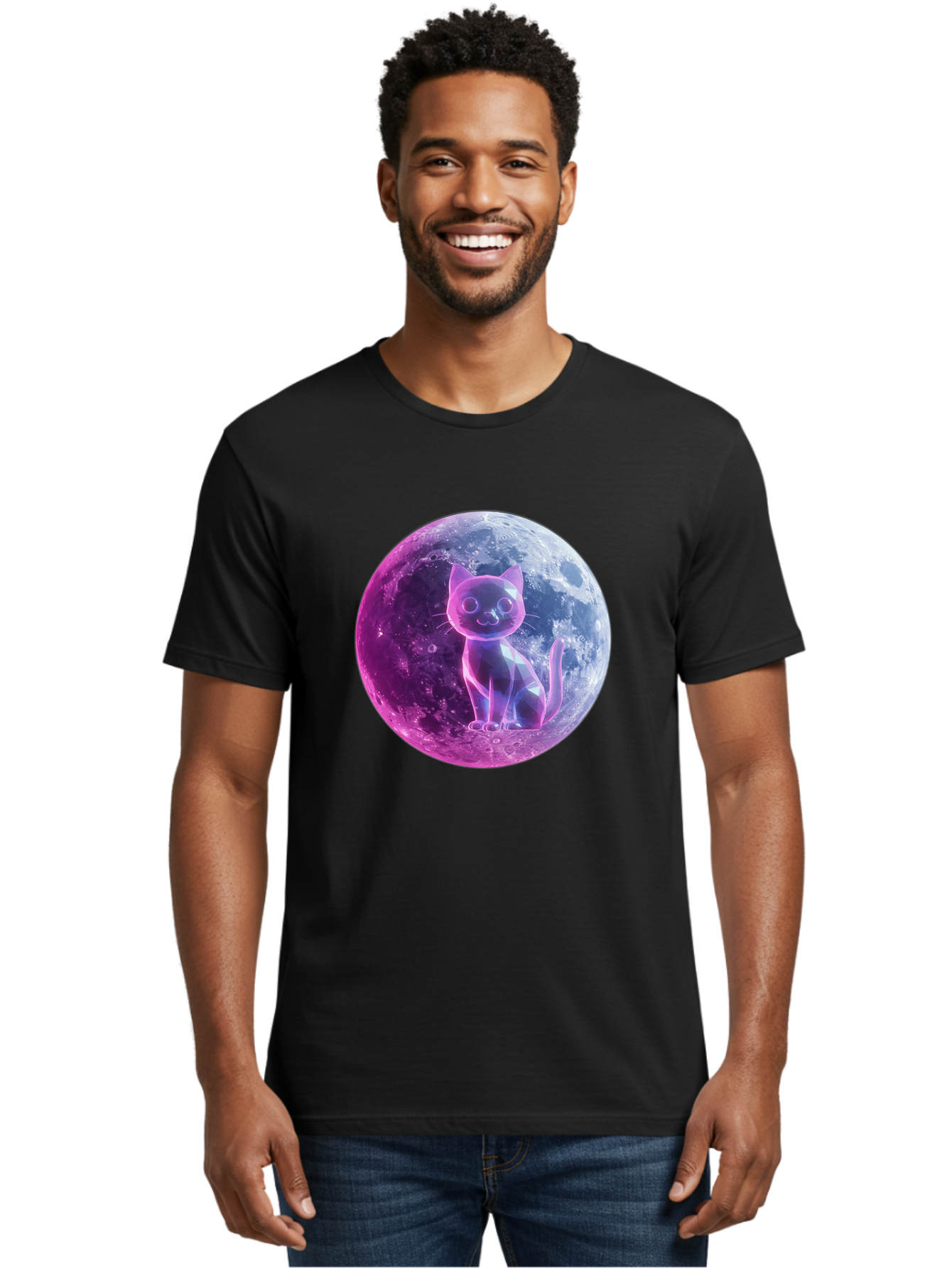 Cat-On-The-Moon-1 Men'S Graphic Tee, 100% Cotton, Comfortable Casual Summer Wear, Machine Washable, Vintage Camera, Old Camera, Antique Camera, Black Camera, Classic Photography, Photography Equipment, Nostalgic Device, Film Camera, Camera Art Bai638