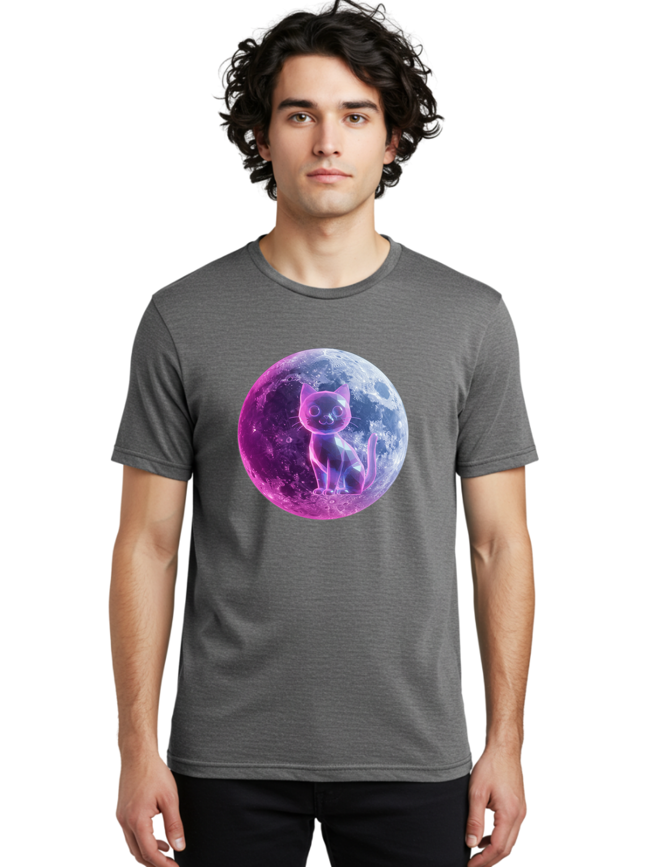 Cat-On-The-Moon-1 Men'S Graphic Tee, 100% Cotton, Comfortable Casual Summer Wear, Machine Washable, Vintage Camera, Old Camera, Antique Camera, Black Camera, Classic Photography, Photography Equipment, Nostalgic Device, Film Camera, Camera Art Bai638