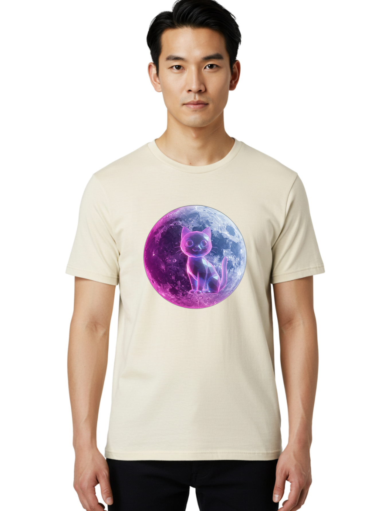 Cat-On-The-Moon-1 Men'S Graphic Tee, 100% Cotton, Comfortable Casual Summer Wear, Machine Washable, Vintage Camera, Old Camera, Antique Camera, Black Camera, Classic Photography, Photography Equipment, Nostalgic Device, Film Camera, Camera Art Bai638