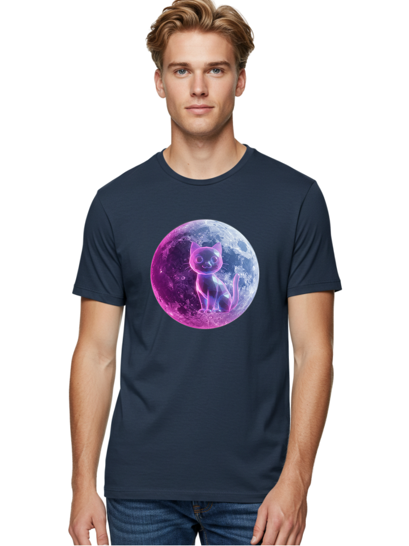 Cat-On-The-Moon-1 Men'S Graphic Tee, 100% Cotton, Comfortable Casual Summer Wear, Machine Washable, Vintage Camera, Old Camera, Antique Camera, Black Camera, Classic Photography, Photography Equipment, Nostalgic Device, Film Camera, Camera Art Bai638