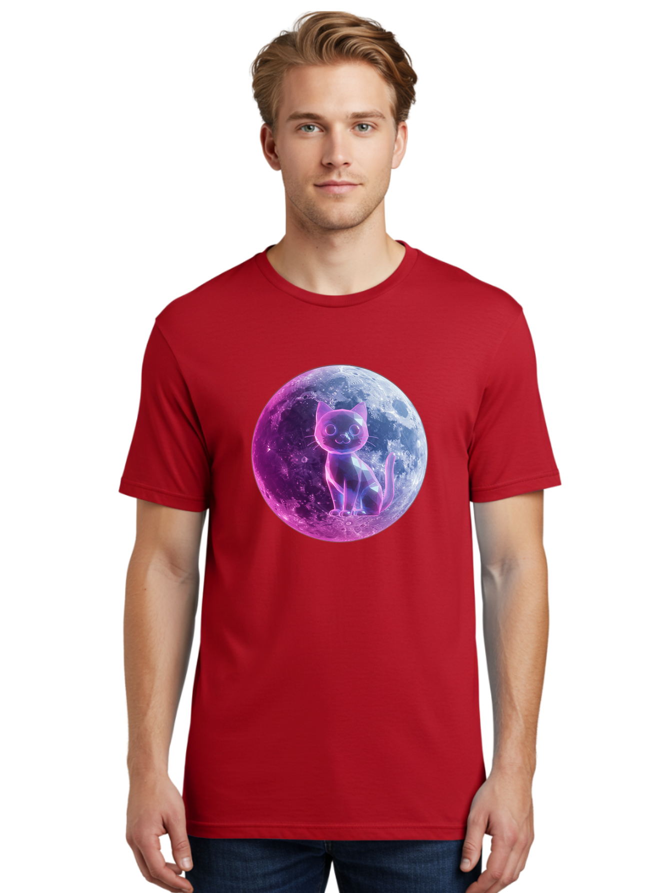 Cat-On-The-Moon-1 Men'S Graphic Tee, 100% Cotton, Comfortable Casual Summer Wear, Machine Washable, Vintage Camera, Old Camera, Antique Camera, Black Camera, Classic Photography, Photography Equipment, Nostalgic Device, Film Camera, Camera Art Bai638