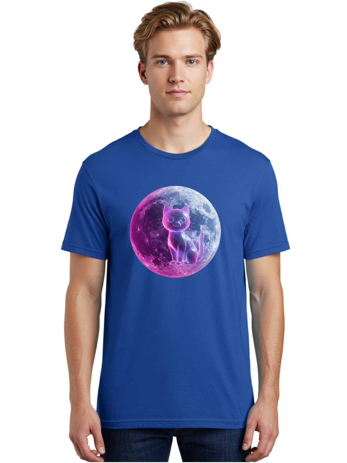 Cat-On-The-Moon-1 Men'S Graphic Tee, 100% Cotton, Comfortable Casual Summer Wear, Machine Washable, Vintage Camera, Old Camera, Antique Camera, Black Camera, Classic Photography, Photography Equipment, Nostalgic Device, Film Camera, Camera Art Bai638