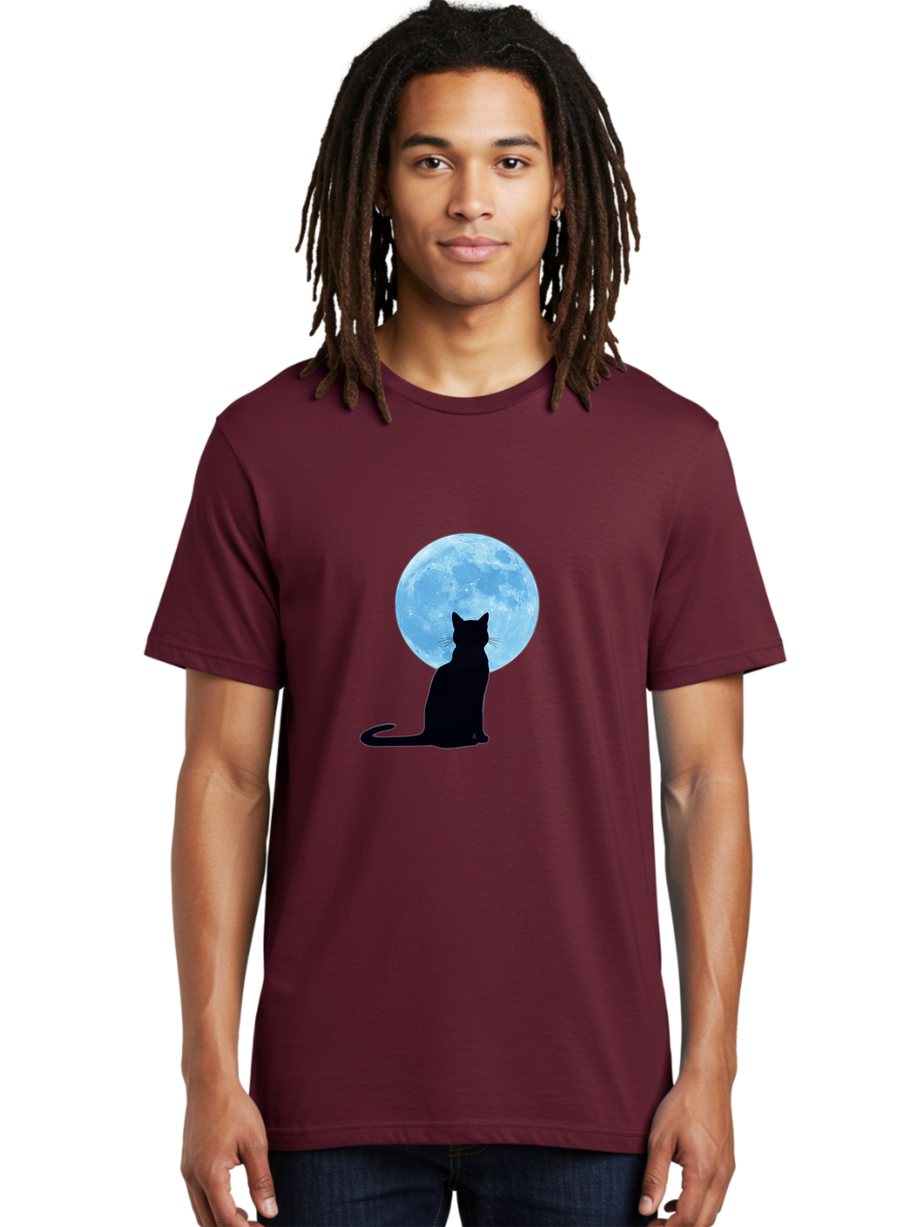 Cat-Silhouette-Full-Moon Men'S Graphic Tee, 100% Cotton, Comfortable Casual Summer Wear, Machine Washable, Vintage Camera, Old Camera, Antique Camera, Black Camera, Classic Photography, Photography Equipment, Nostalgic Device, Film Camera, Bai640