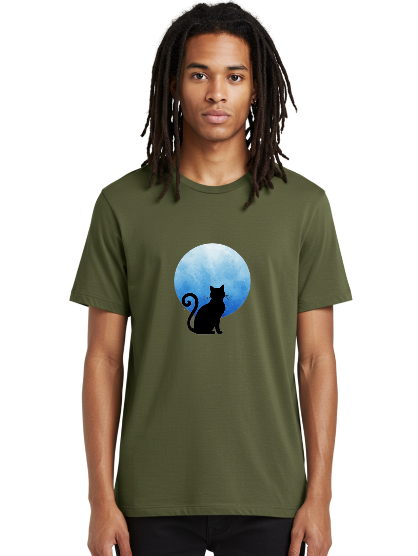Cat-Silhouette-Moon-1 Men'S Graphic Tee, 100% Cotton, Comfortable Casual Summer Wear, Machine Washable, Vintage Camera, Old Camera, Antique Camera, Black Camera, Classic Photography, Photography Equipment, Nostalgic Device, Film Camera, Bai641