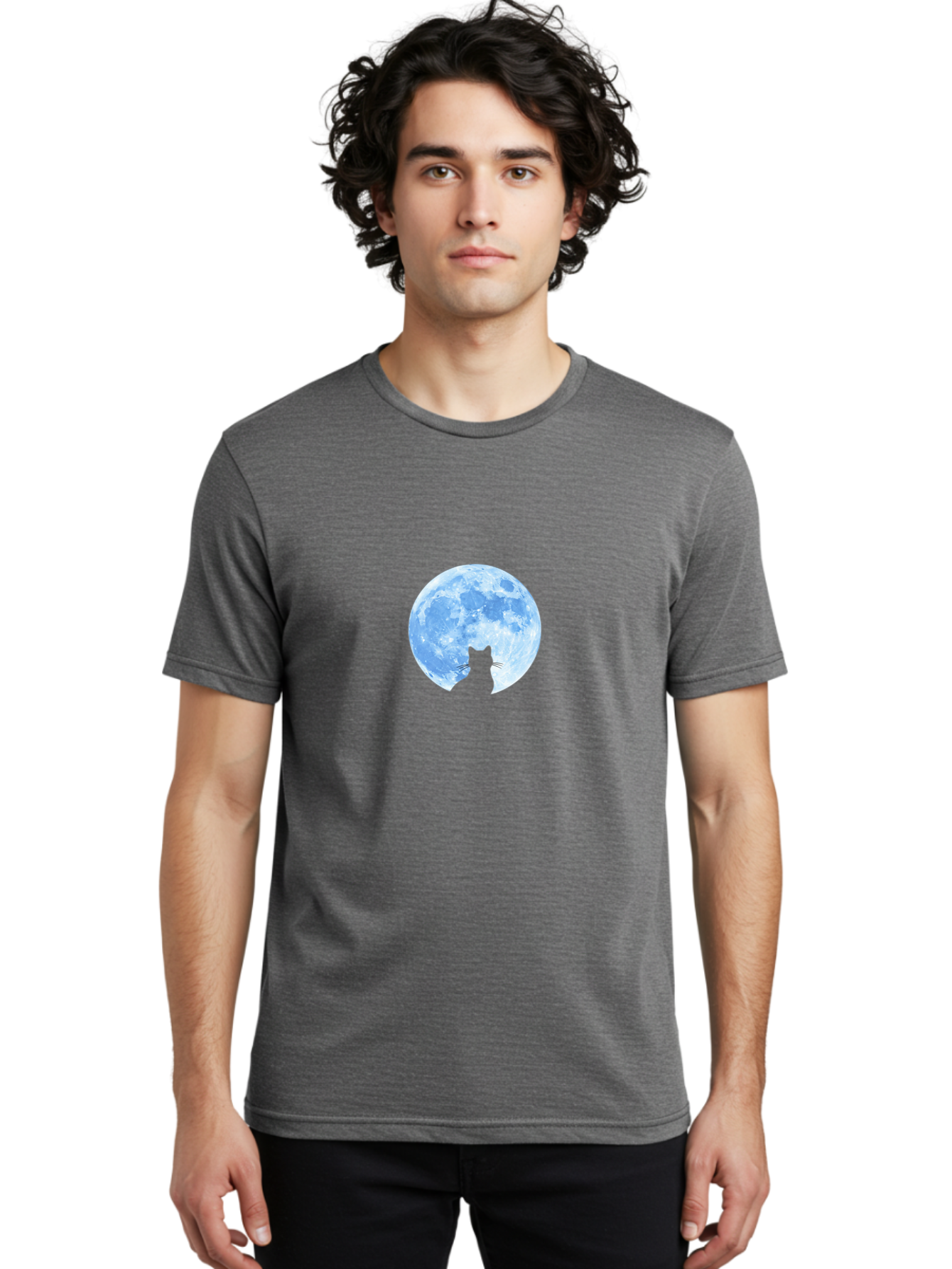 Cat-Silhouette-Moon-2 Men'S Graphic Tee, 100% Cotton, Comfortable Casual Summer Wear, Machine Washable, Vintage Camera, Old Camera, Antique Camera, Black Camera, Classic Photography, Photography Equipment, Nostalgic Device, Film Camera, Bai642