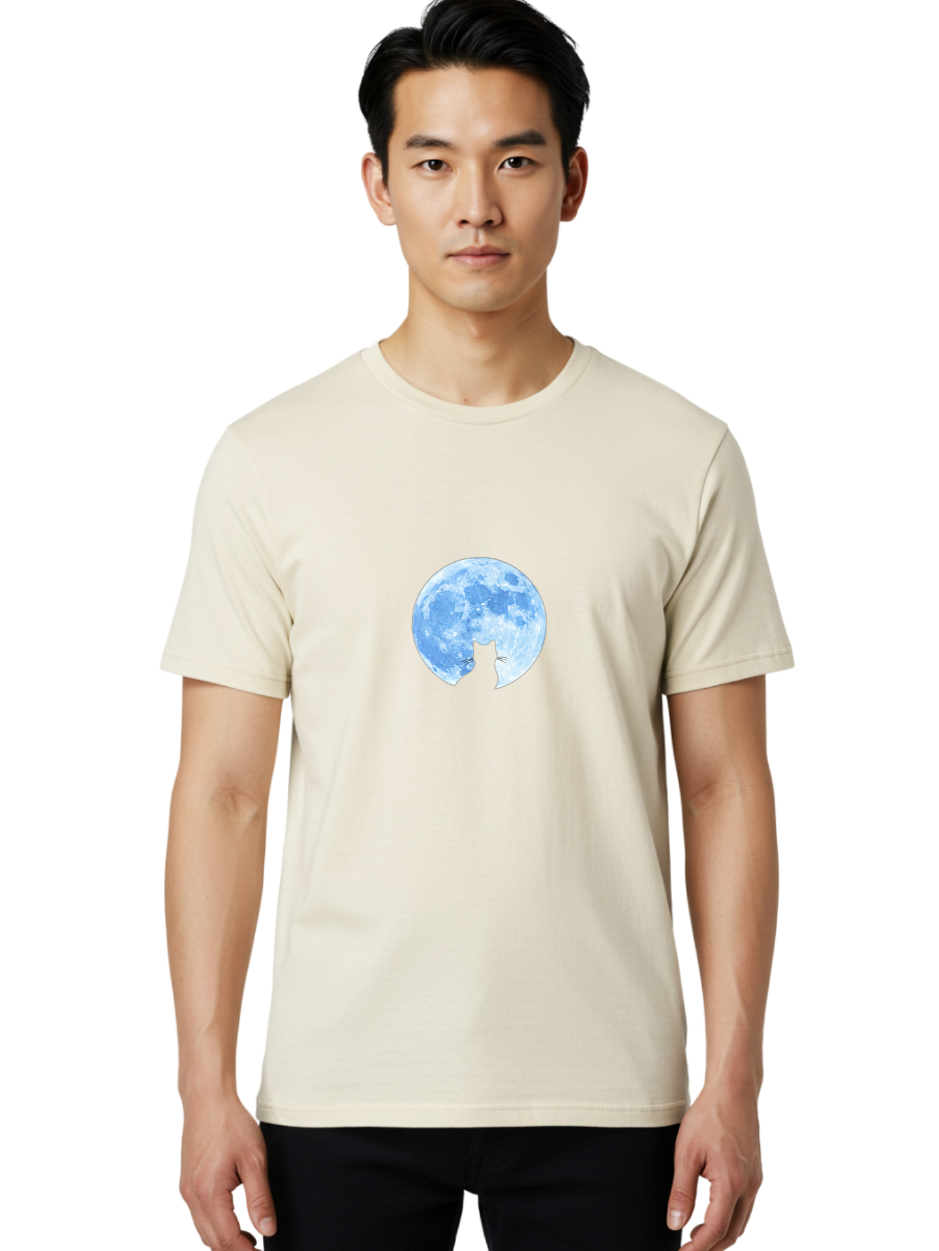 Cat-Silhouette-Moon-2 Men'S Graphic Tee, 100% Cotton, Comfortable Casual Summer Wear, Machine Washable, Vintage Camera, Old Camera, Antique Camera, Black Camera, Classic Photography, Photography Equipment, Nostalgic Device, Film Camera, Bai642