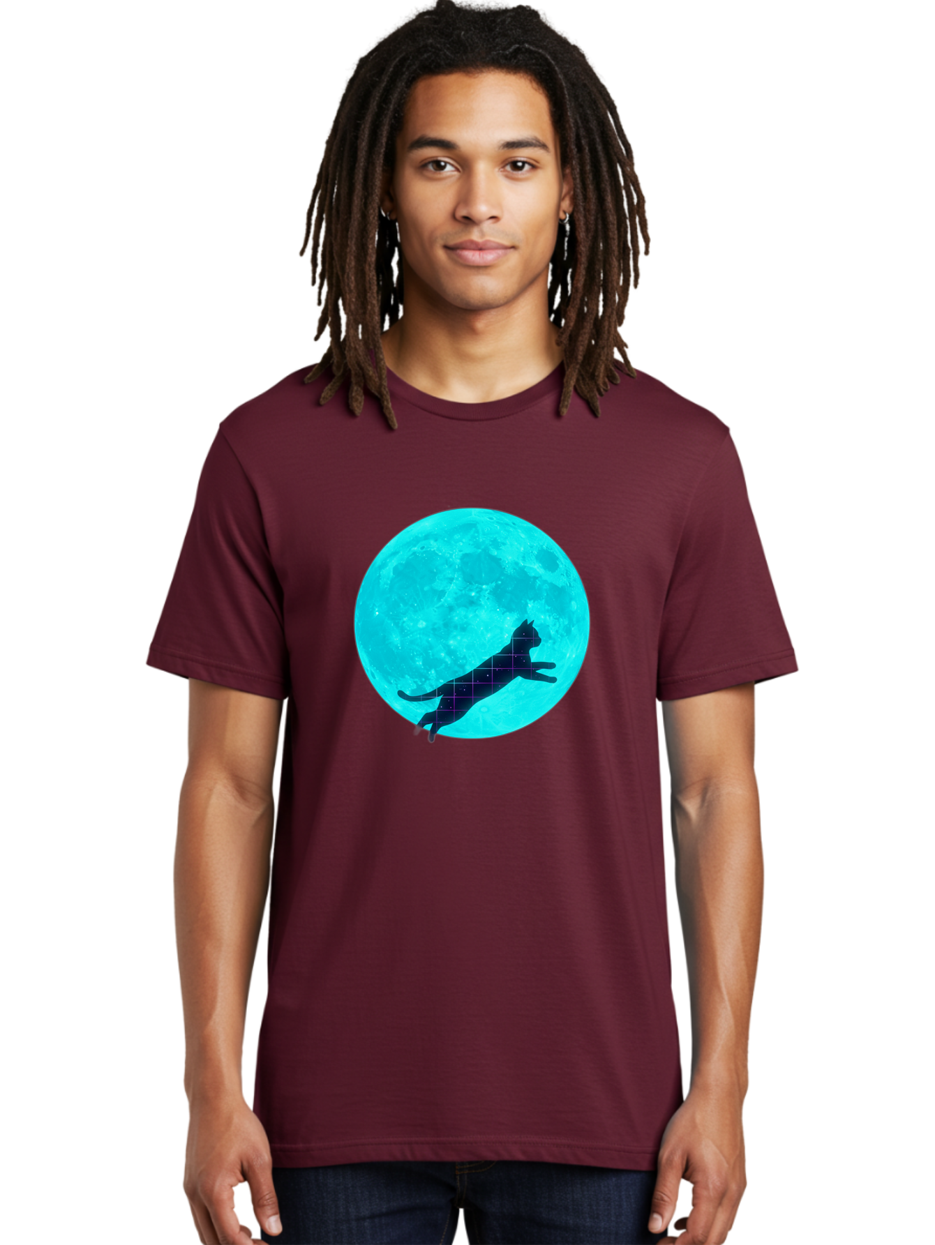 Cat-Silhouette-On-Moon Men'S Graphic Tee, 100% Cotton, Comfortable Casual Summer Wear, Machine Washable, Vintage Camera, Old Camera, Antique Camera, Black Camera, Classic Photography, Photography Equipment, Nostalgic Device, Film Camera, Bai644