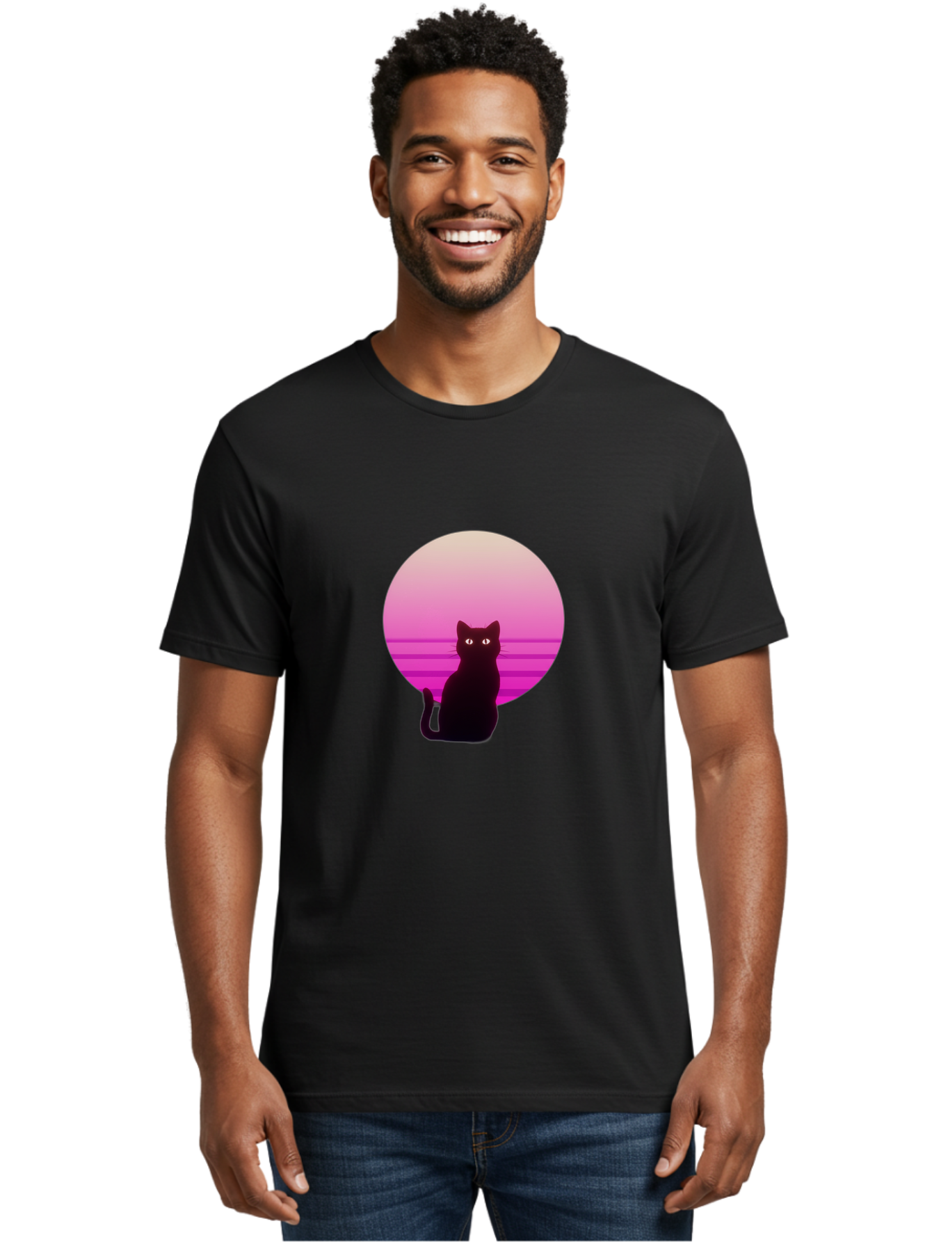 Cat-Silhouette Men'S Graphic Tee, 100% Cotton, Comfortable Casual Summer Wear, Machine Washable, Vintage Camera, Old Camera, Antique Camera, Black Camera, Classic Photography, Photography Equipment, Nostalgic Device, Film Camera, Camera Art Bai645