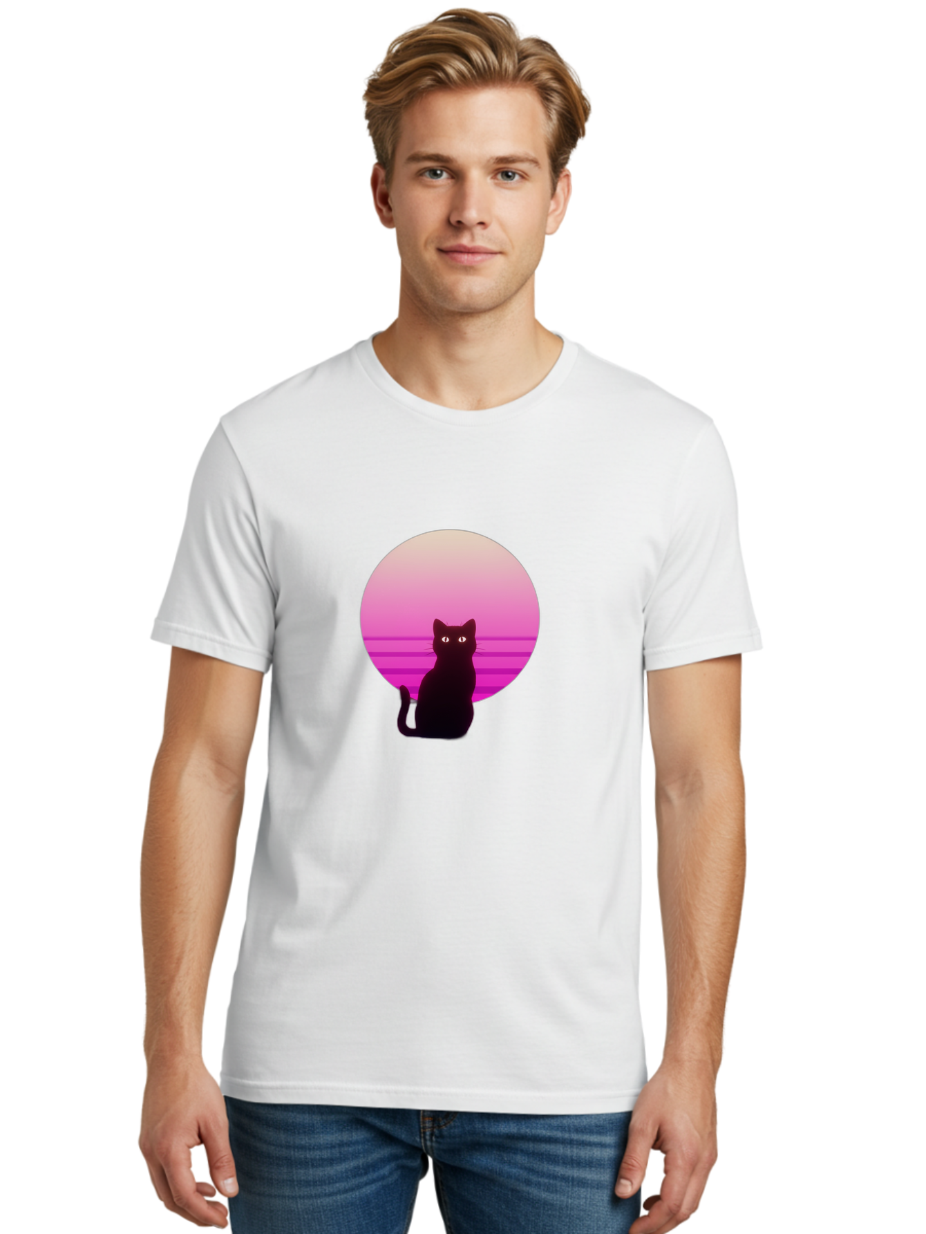 Cat-Silhouette Men'S Graphic Tee, 100% Cotton, Comfortable Casual Summer Wear, Machine Washable, Vintage Camera, Old Camera, Antique Camera, Black Camera, Classic Photography, Photography Equipment, Nostalgic Device, Film Camera, Camera Art Bai645