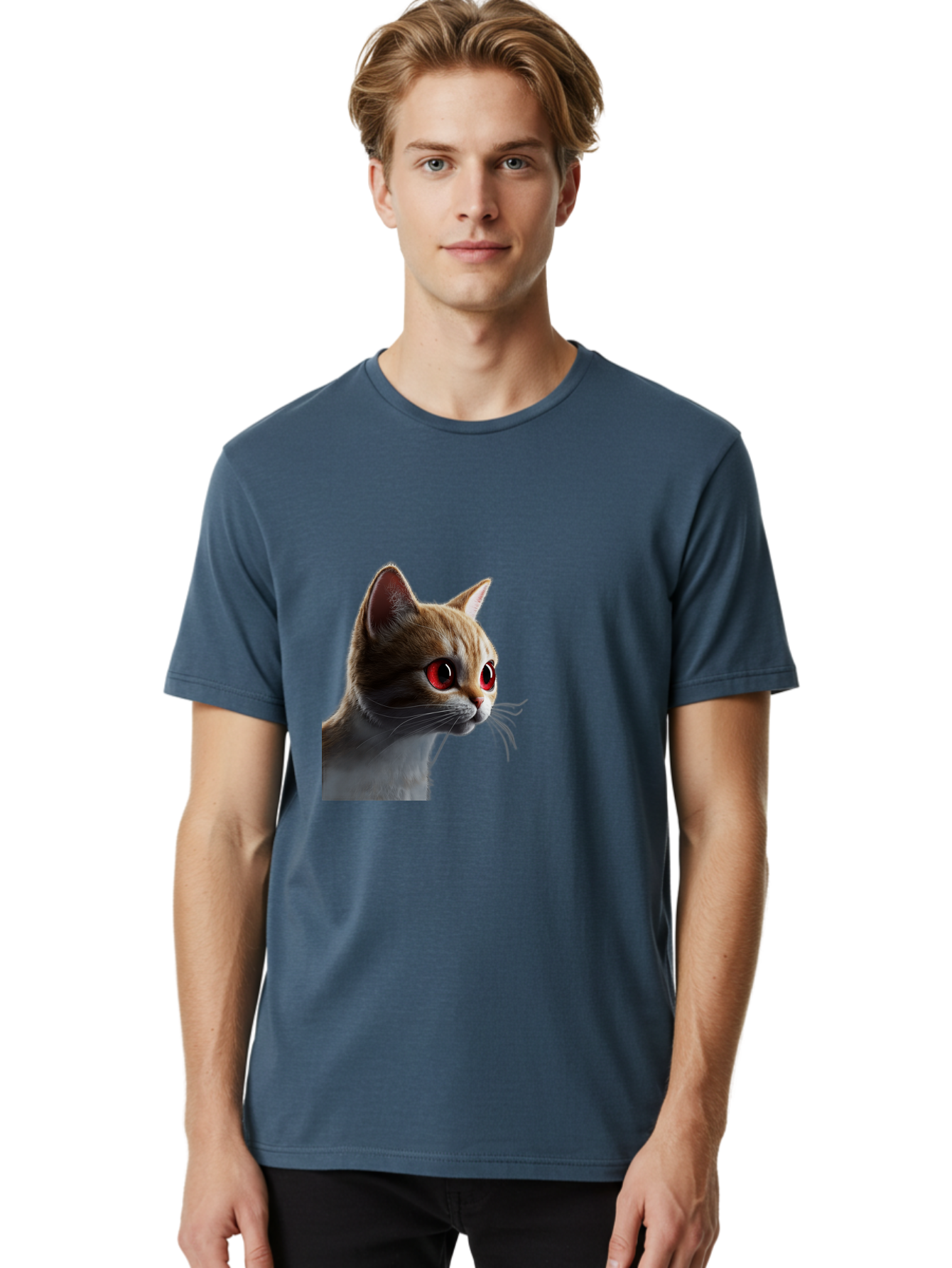 Cat-With-Red-Eyes Men'S Graphic Tee, 100% Cotton, Comfortable Casual Summer Wear, Machine Washable, Vintage Camera, Old Camera, Antique Camera, Black Camera, Classic Photography, Photography Equipment, Nostalgic Device, Film Camera, Camera Art Bai649
