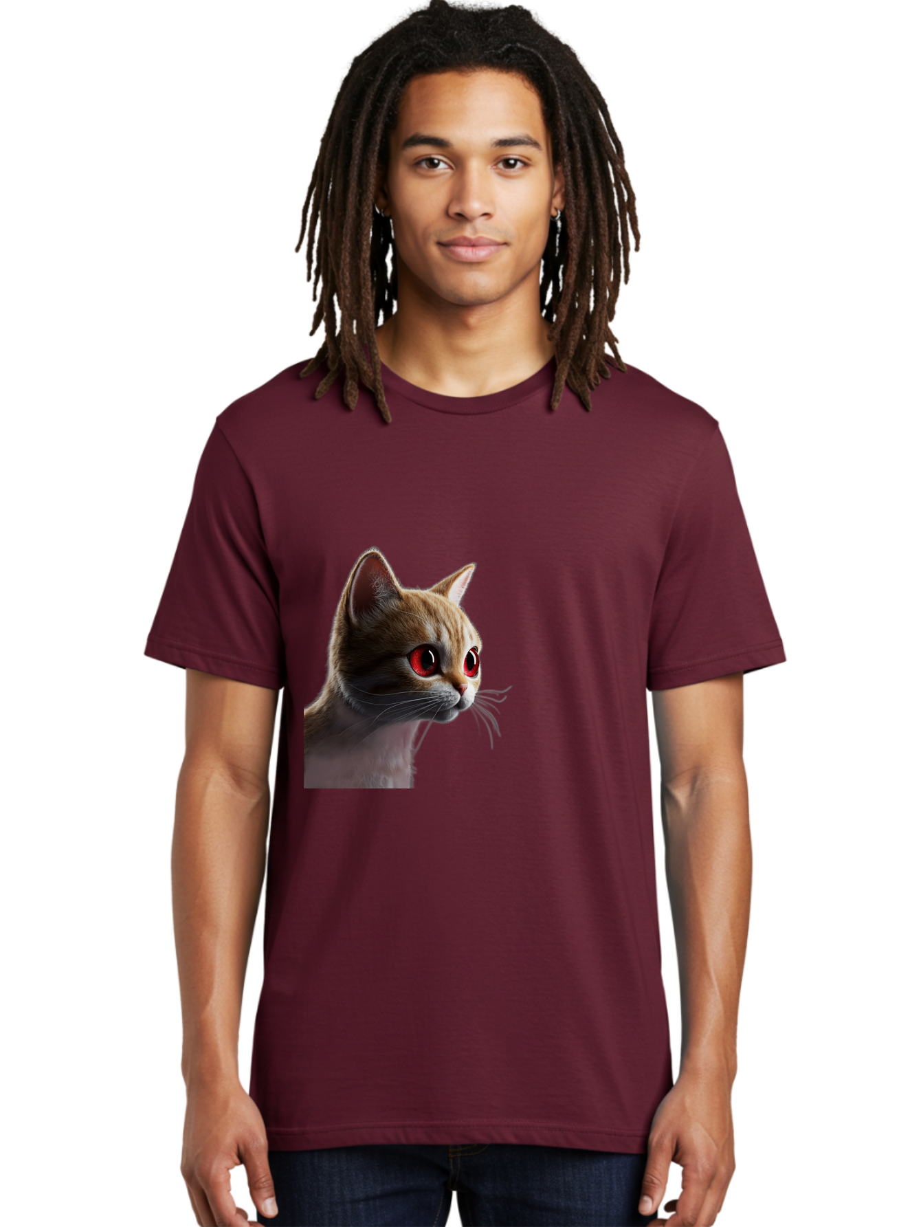 Cat-With-Red-Eyes Men'S Graphic Tee, 100% Cotton, Comfortable Casual Summer Wear, Machine Washable, Vintage Camera, Old Camera, Antique Camera, Black Camera, Classic Photography, Photography Equipment, Nostalgic Device, Film Camera, Camera Art Bai649