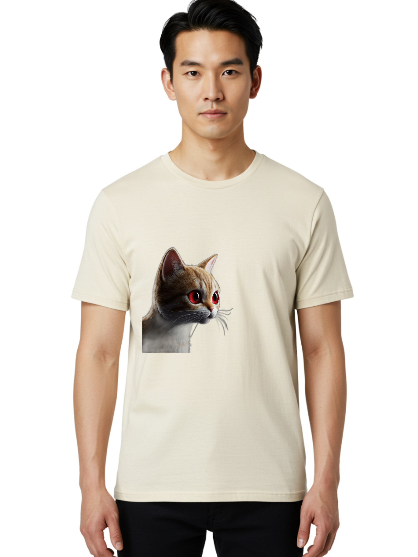 Cat-With-Red-Eyes Men'S Graphic Tee, 100% Cotton, Comfortable Casual Summer Wear, Machine Washable, Vintage Camera, Old Camera, Antique Camera, Black Camera, Classic Photography, Photography Equipment, Nostalgic Device, Film Camera, Camera Art Bai649