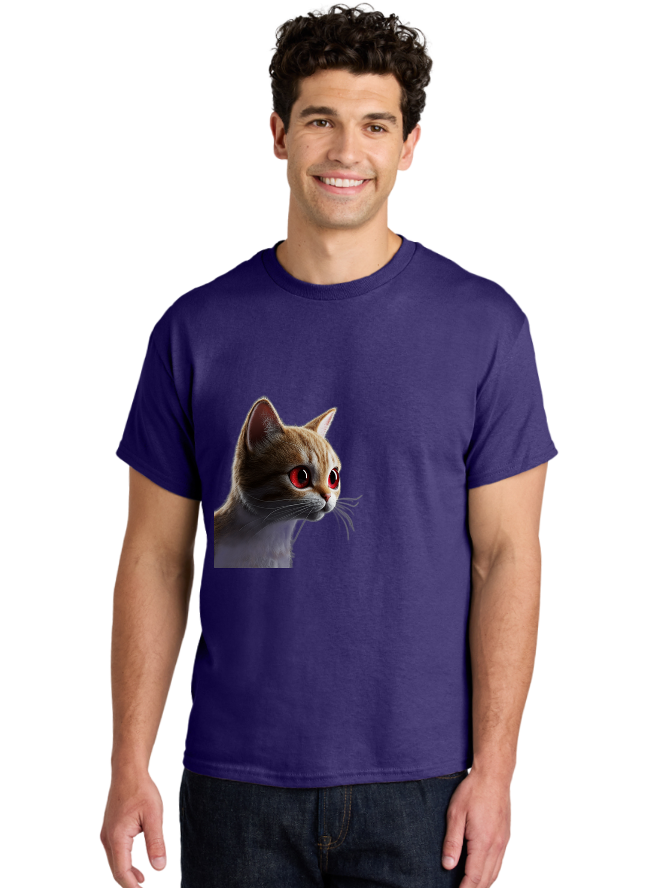 Cat-With-Red-Eyes Men'S Graphic Tee, 100% Cotton, Comfortable Casual Summer Wear, Machine Washable, Vintage Camera, Old Camera, Antique Camera, Black Camera, Classic Photography, Photography Equipment, Nostalgic Device, Film Camera, Camera Art Bai649