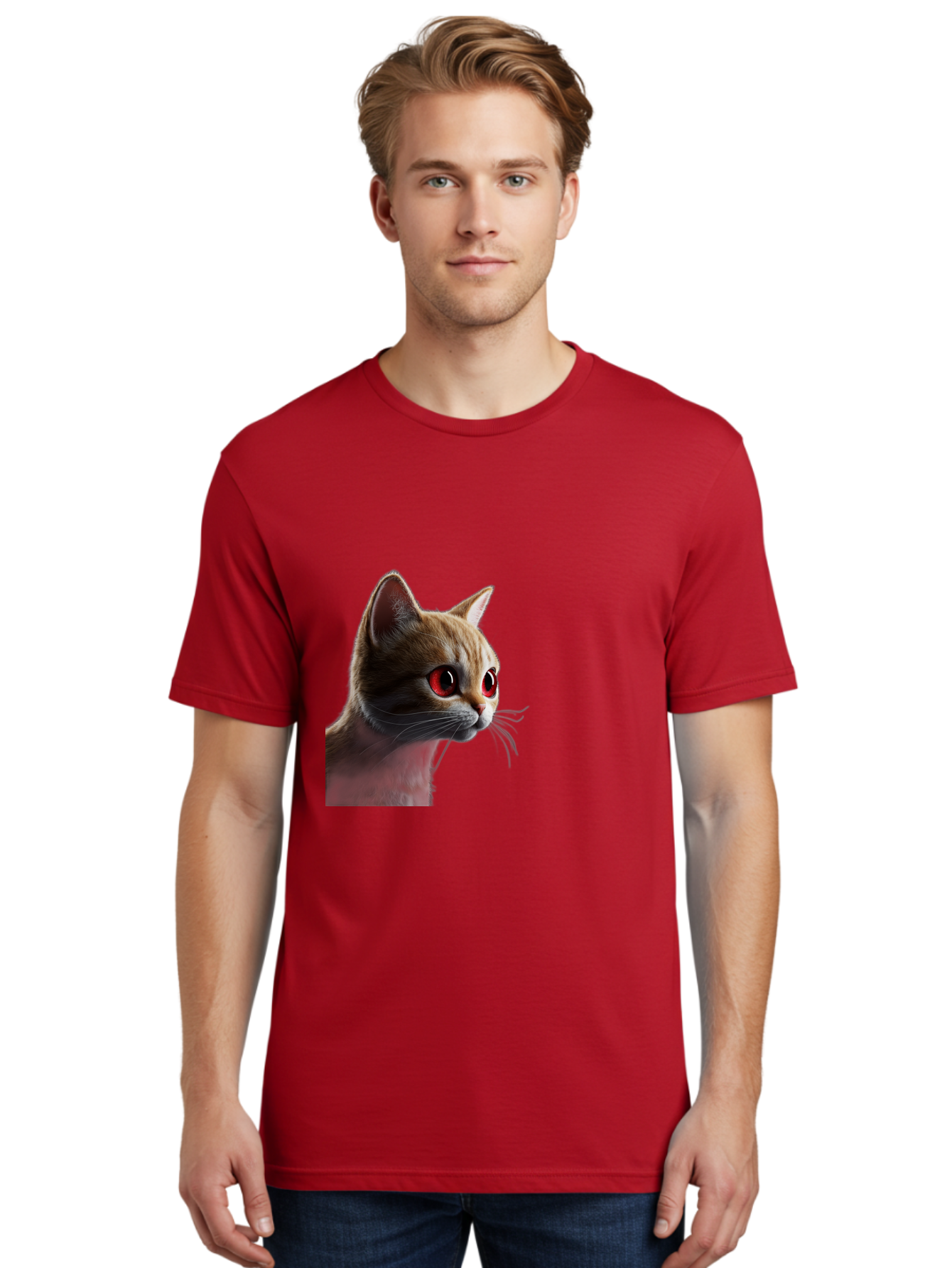 Cat-With-Red-Eyes Men'S Graphic Tee, 100% Cotton, Comfortable Casual Summer Wear, Machine Washable, Vintage Camera, Old Camera, Antique Camera, Black Camera, Classic Photography, Photography Equipment, Nostalgic Device, Film Camera, Camera Art Bai649