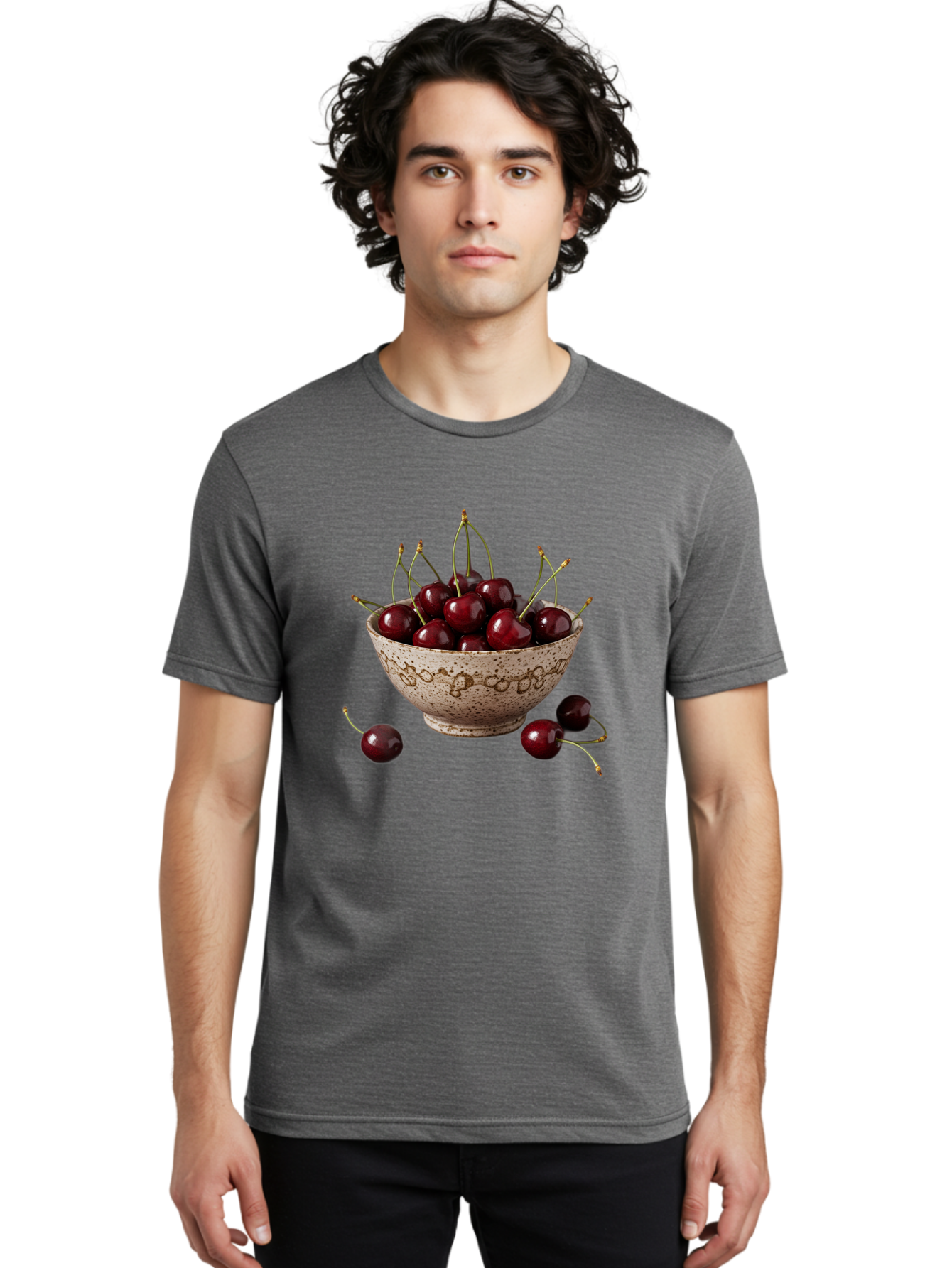 Ceramic-Bowl-Of-Cherries Men'S Graphic Tee, 100% Cotton, Comfortable Casual Summer Wear, Machine Washable, Vintage Camera, Old Camera, Antique Camera, Black Camera, Classic Photography, Photography Equipment, Nostalgic Device, Film Camera, Bai651