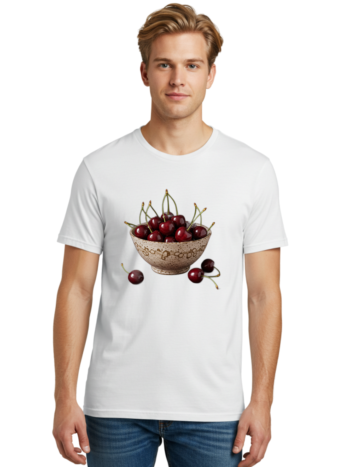 Ceramic-Bowl-Of-Cherries Men'S Graphic Tee, 100% Cotton, Comfortable Casual Summer Wear, Machine Washable, Vintage Camera, Old Camera, Antique Camera, Black Camera, Classic Photography, Photography Equipment, Nostalgic Device, Film Camera, Bai651
