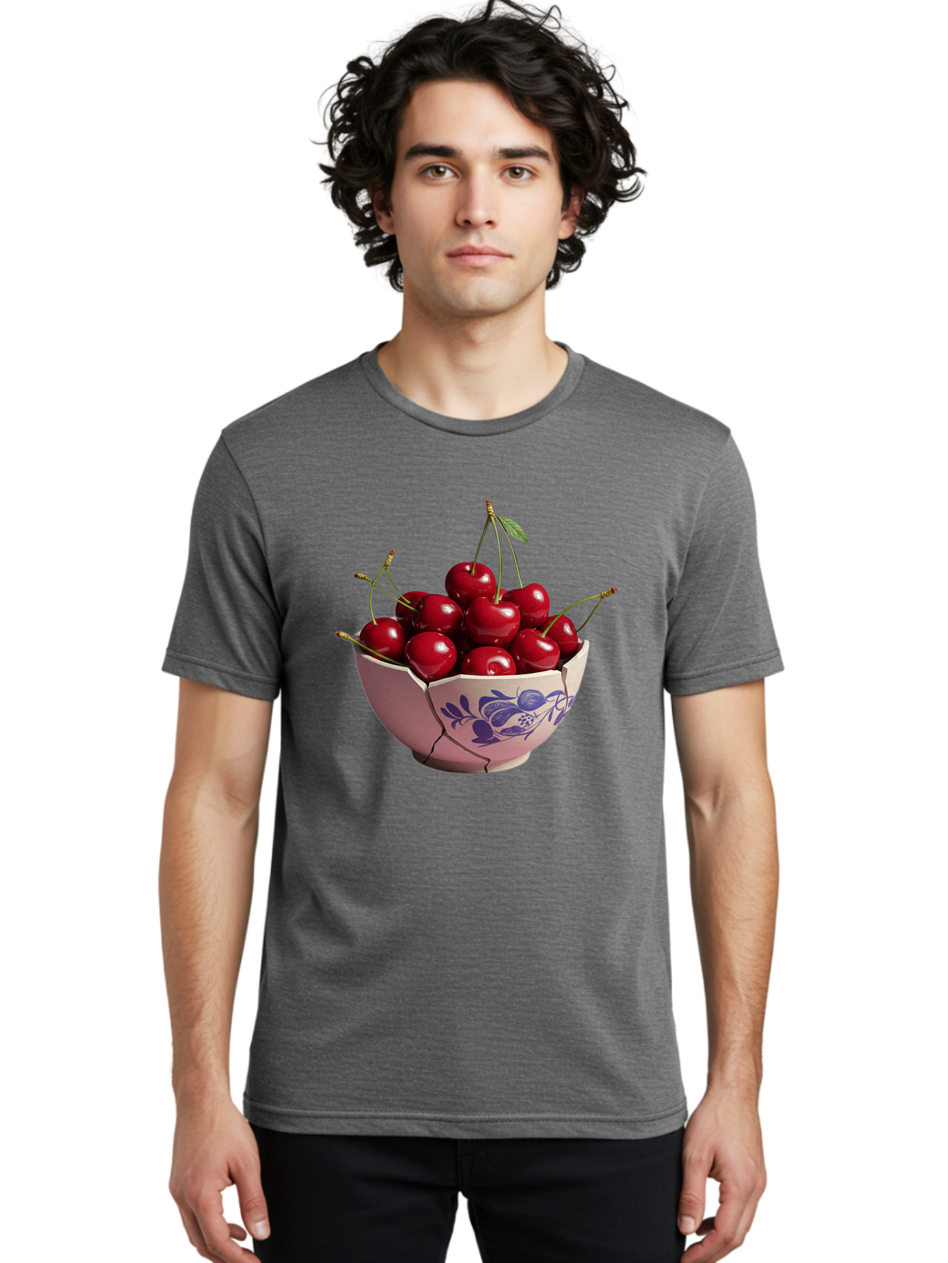 Ceramic-Bowl-With-Cherries-1 Men'S Graphic Tee, 100% Cotton, Comfortable Casual Summer Wear, Machine Washable, Vintage Camera, Old Camera, Antique Camera, Black Camera, Classic Photography, Photography Equipment, Nostalgic Device, Film Camera, Bai652