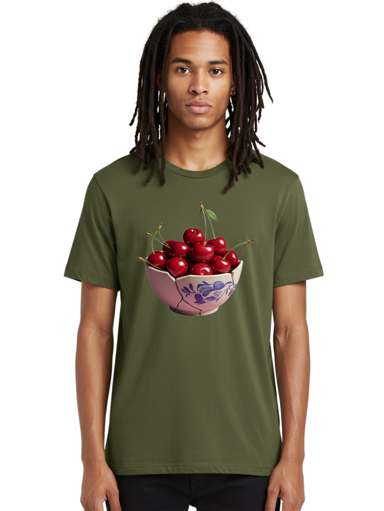 Ceramic-Bowl-With-Cherries-1 Men'S Graphic Tee, 100% Cotton, Comfortable Casual Summer Wear, Machine Washable, Vintage Camera, Old Camera, Antique Camera, Black Camera, Classic Photography, Photography Equipment, Nostalgic Device, Film Camera, Bai652