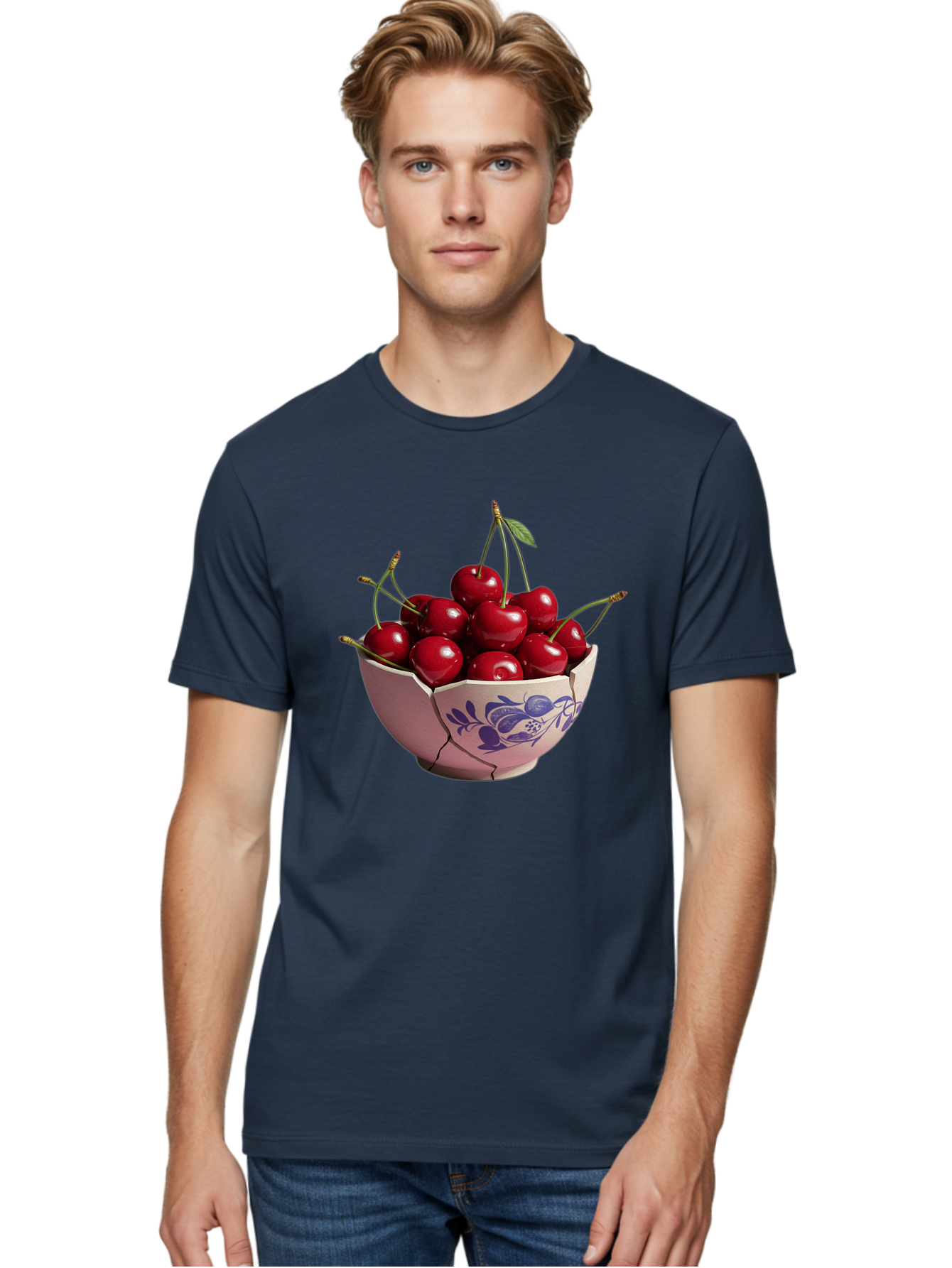 Ceramic-Bowl-With-Cherries-1 Men'S Graphic Tee, 100% Cotton, Comfortable Casual Summer Wear, Machine Washable, Vintage Camera, Old Camera, Antique Camera, Black Camera, Classic Photography, Photography Equipment, Nostalgic Device, Film Camera, Bai652