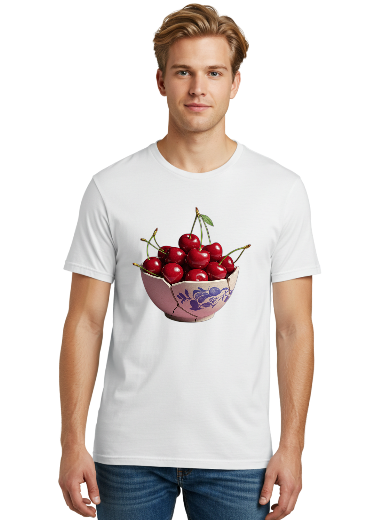 Ceramic-Bowl-With-Cherries-1 Men'S Graphic Tee, 100% Cotton, Comfortable Casual Summer Wear, Machine Washable, Vintage Camera, Old Camera, Antique Camera, Black Camera, Classic Photography, Photography Equipment, Nostalgic Device, Film Camera, Bai652