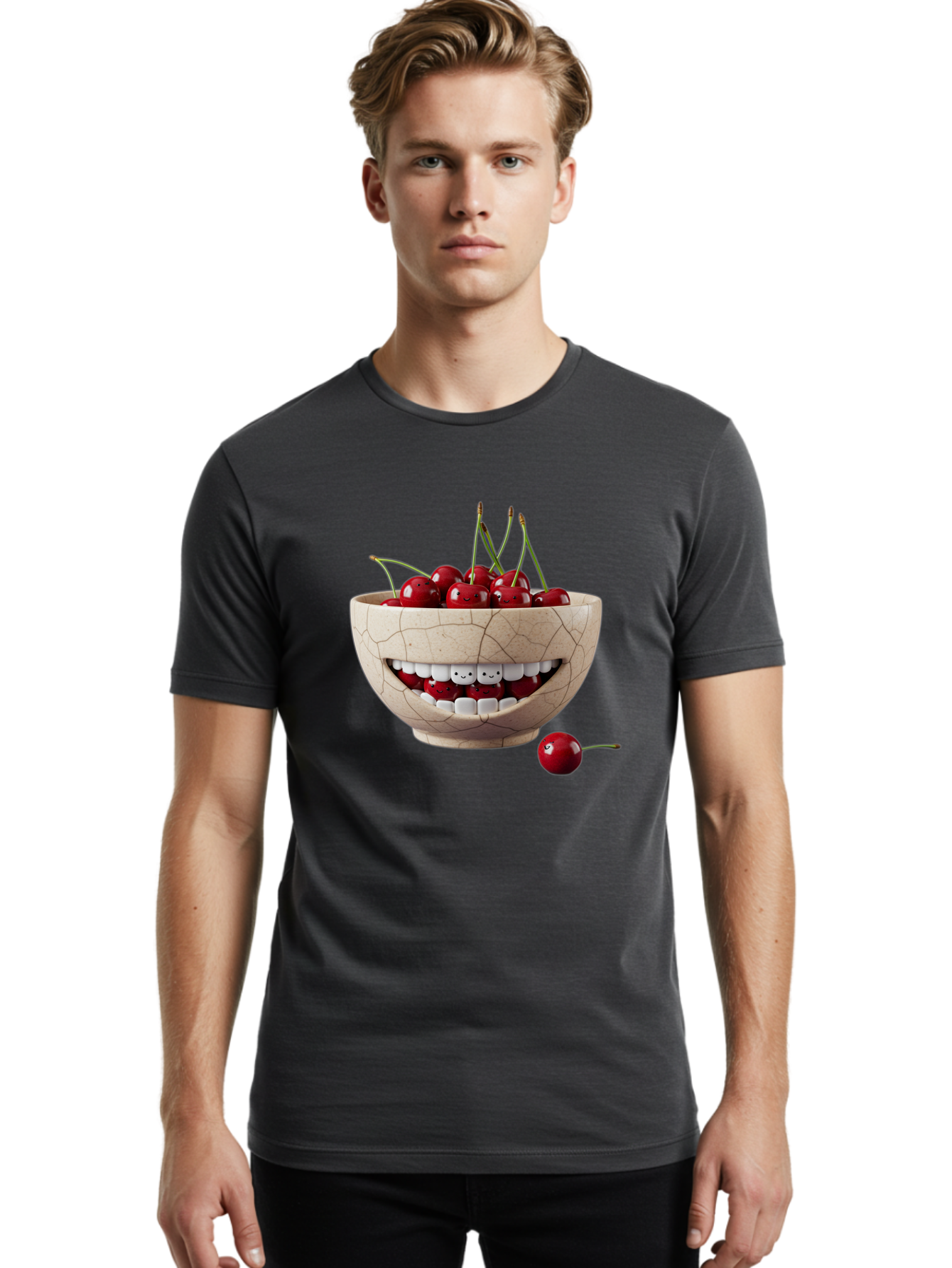 Ceramic-Bowl-With-Cherries Men'S Graphic Tee, 100% Cotton, Comfortable Casual Summer Wear, Machine Washable, Vintage Camera, Old Camera, Antique Camera, Black Camera, Classic Photography, Photography Equipment, Nostalgic Device, Film Camera, Bai653