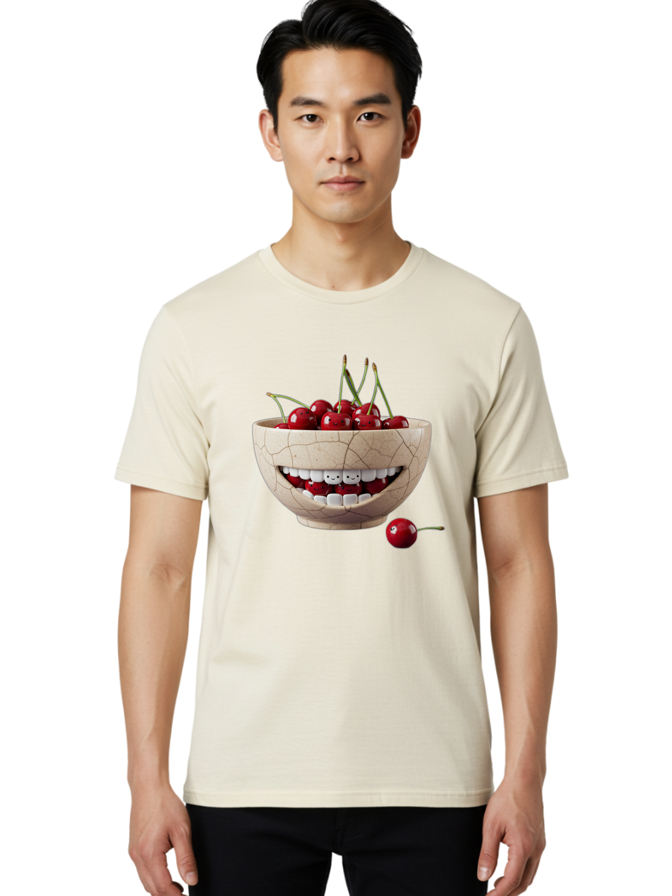 Ceramic-Bowl-With-Cherries Men'S Graphic Tee, 100% Cotton, Comfortable Casual Summer Wear, Machine Washable, Vintage Camera, Old Camera, Antique Camera, Black Camera, Classic Photography, Photography Equipment, Nostalgic Device, Film Camera, Bai653