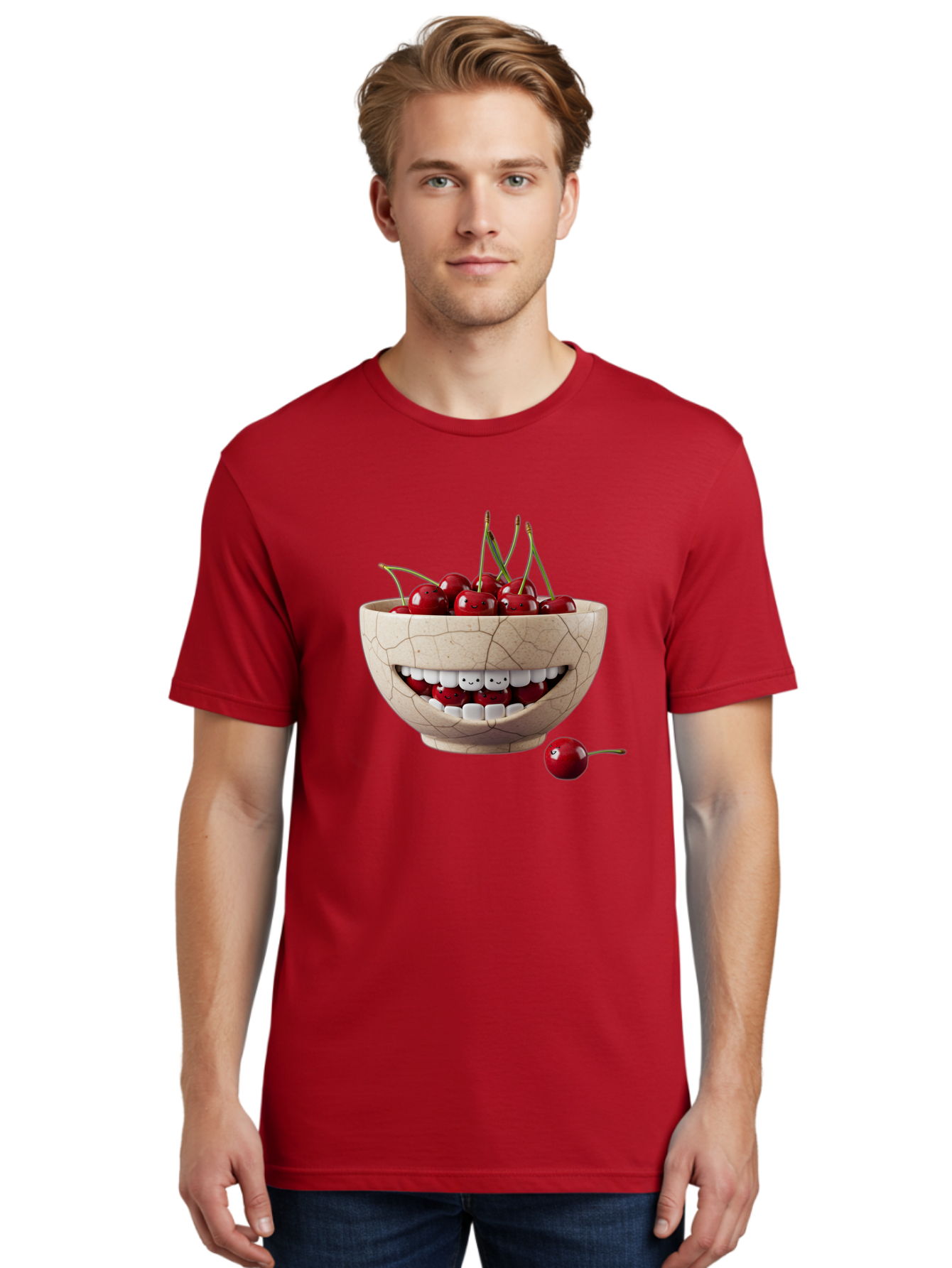 Ceramic-Bowl-With-Cherries Men'S Graphic Tee, 100% Cotton, Comfortable Casual Summer Wear, Machine Washable, Vintage Camera, Old Camera, Antique Camera, Black Camera, Classic Photography, Photography Equipment, Nostalgic Device, Film Camera, Bai653