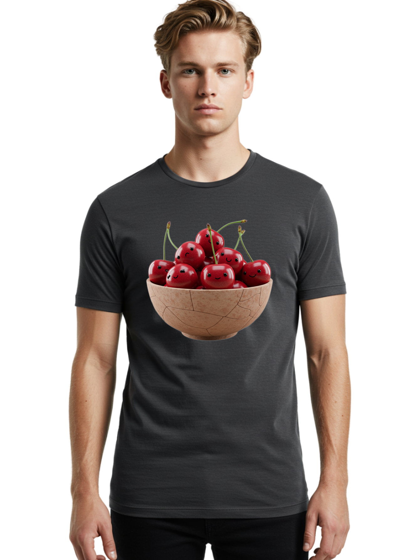 Cherries-1 Men'S Graphic Tee, 100% Cotton, Comfortable Casual Summer Wear, Machine Washable, Vintage Camera, Old Camera, Antique Camera, Black Camera, Classic Photography, Photography Equipment, Nostalgic Device, Film Camera, Camera Art Bai654