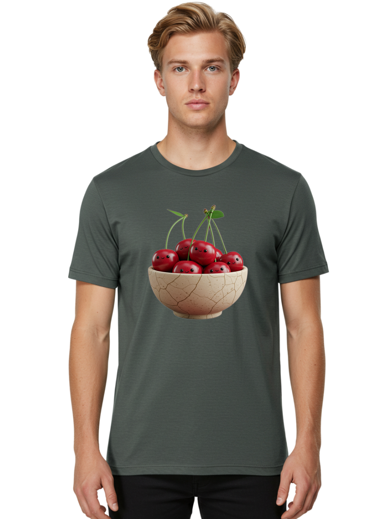 Cherries-2 Men'S Graphic Tee, 100% Cotton, Comfortable Casual Summer Wear, Machine Washable, Vintage Camera, Old Camera, Antique Camera, Black Camera, Classic Photography, Photography Equipment, Nostalgic Device, Film Camera, Camera Art Bai655