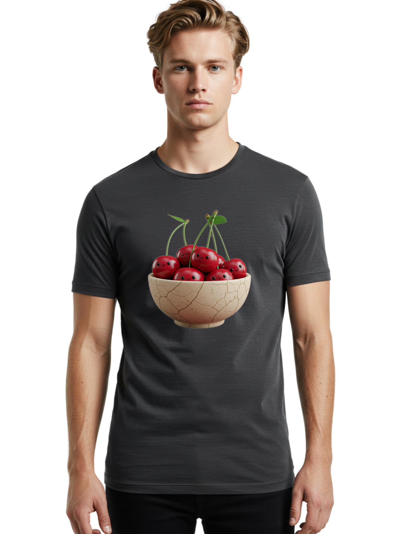 Cherries-2 Men'S Graphic Tee, 100% Cotton, Comfortable Casual Summer Wear, Machine Washable, Vintage Camera, Old Camera, Antique Camera, Black Camera, Classic Photography, Photography Equipment, Nostalgic Device, Film Camera, Camera Art Bai655
