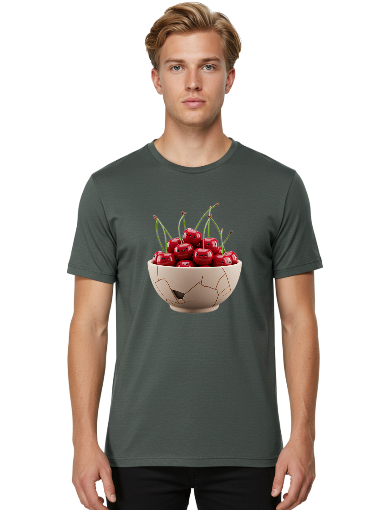 Cherries-3 Men'S Graphic Tee, 100% Cotton, Comfortable Casual Summer Wear, Machine Washable, Vintage Camera, Old Camera, Antique Camera, Black Camera, Classic Photography, Photography Equipment, Nostalgic Device, Film Camera, Camera Art Bai656